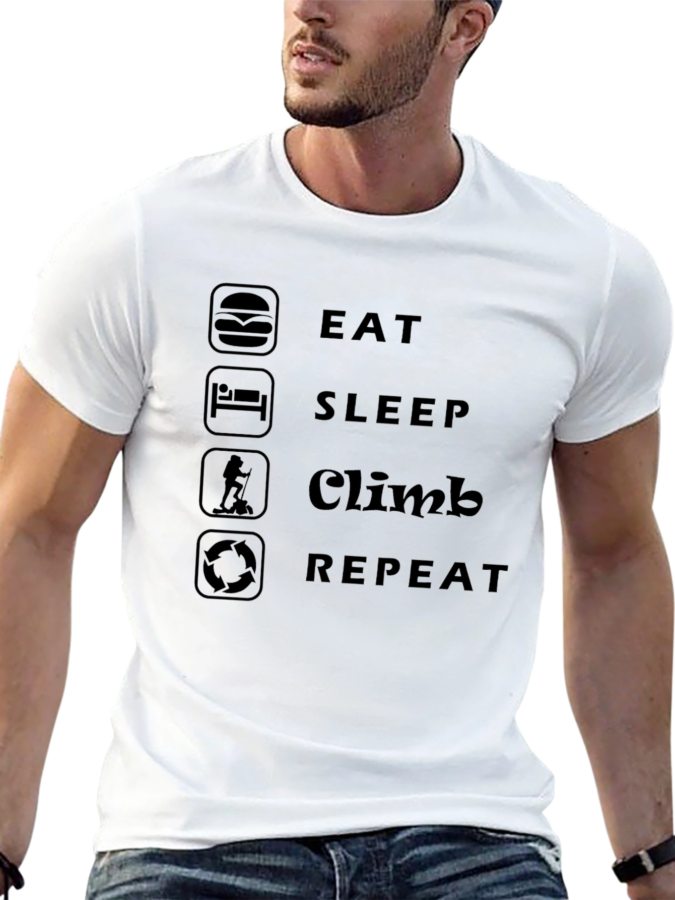 Eat Sleep Climb Repeat T-Shirt - Black Graphic Tee