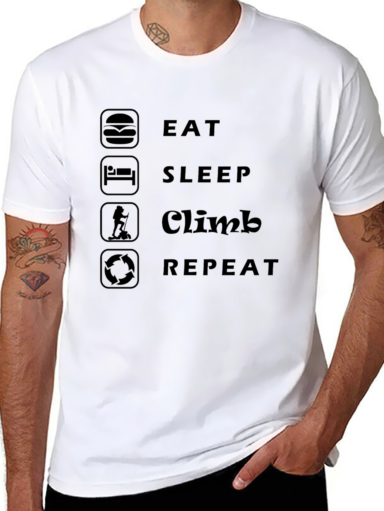 Eat Sleep Climb Repeat T-Shirt - Black Graphic Tee