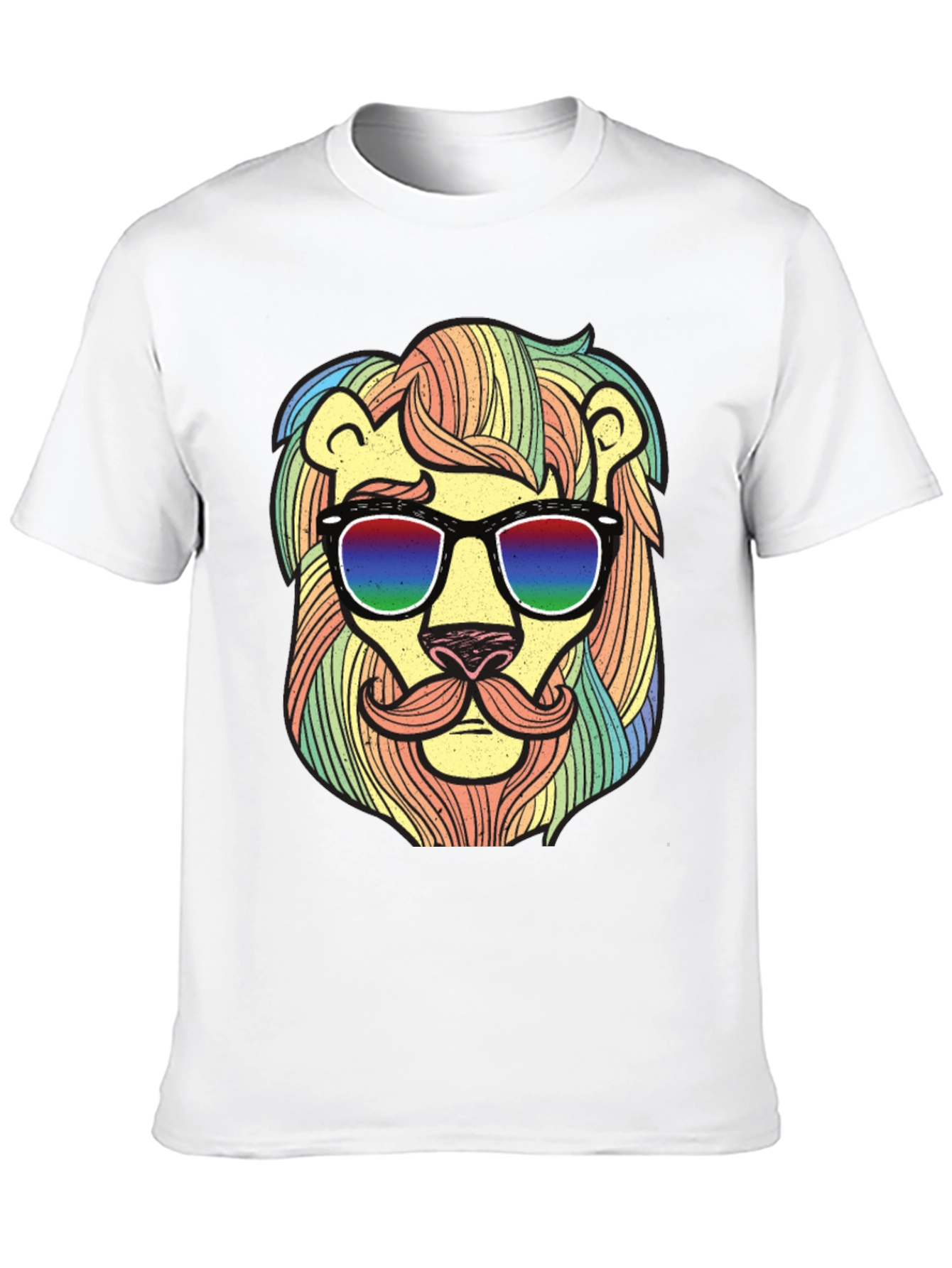 Cool Lion Graphic Tee - Unique Rainbow Design