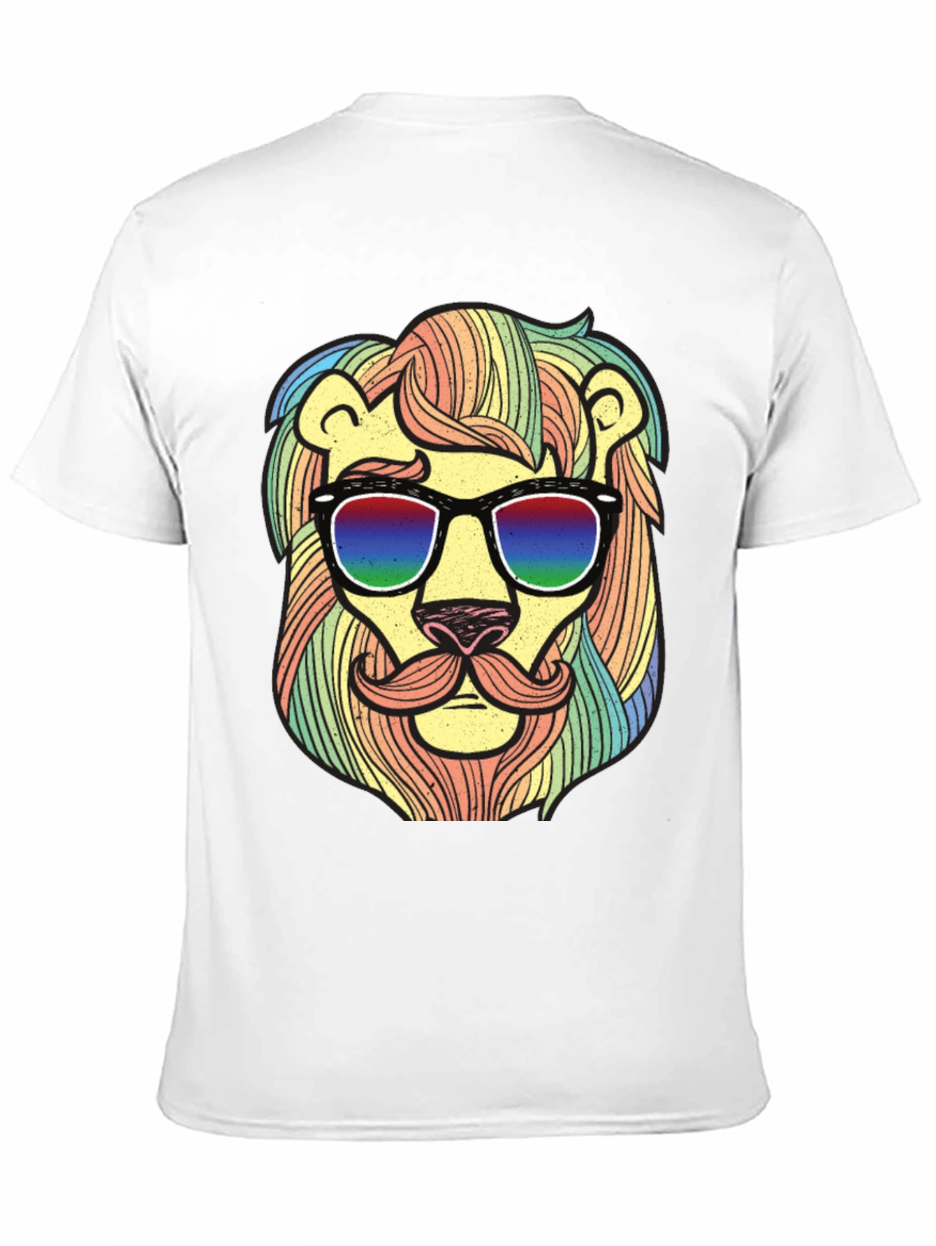 Cool Lion Graphic Tee - Unique Rainbow Design