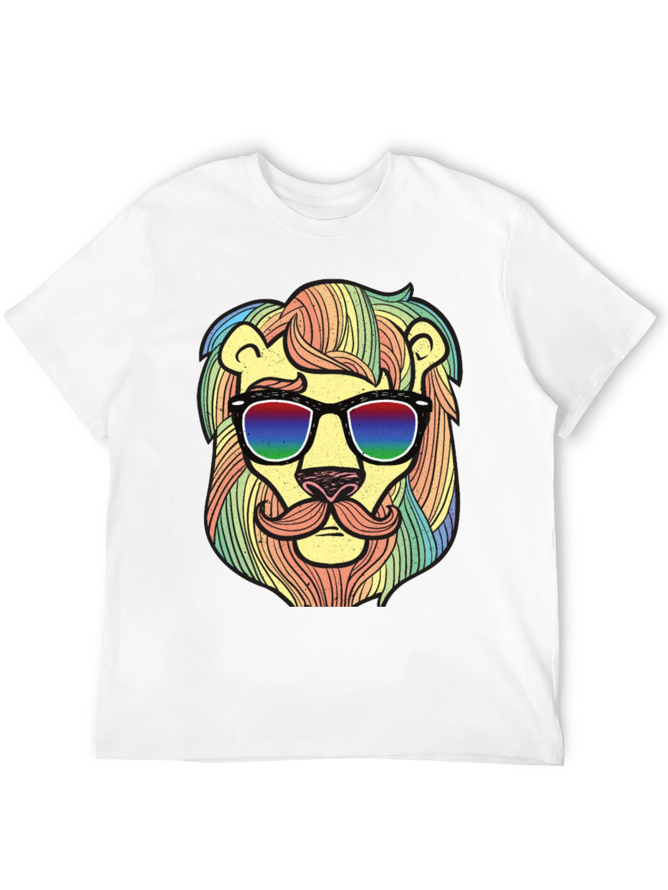 Cool Lion Graphic Tee - Unique Rainbow Design