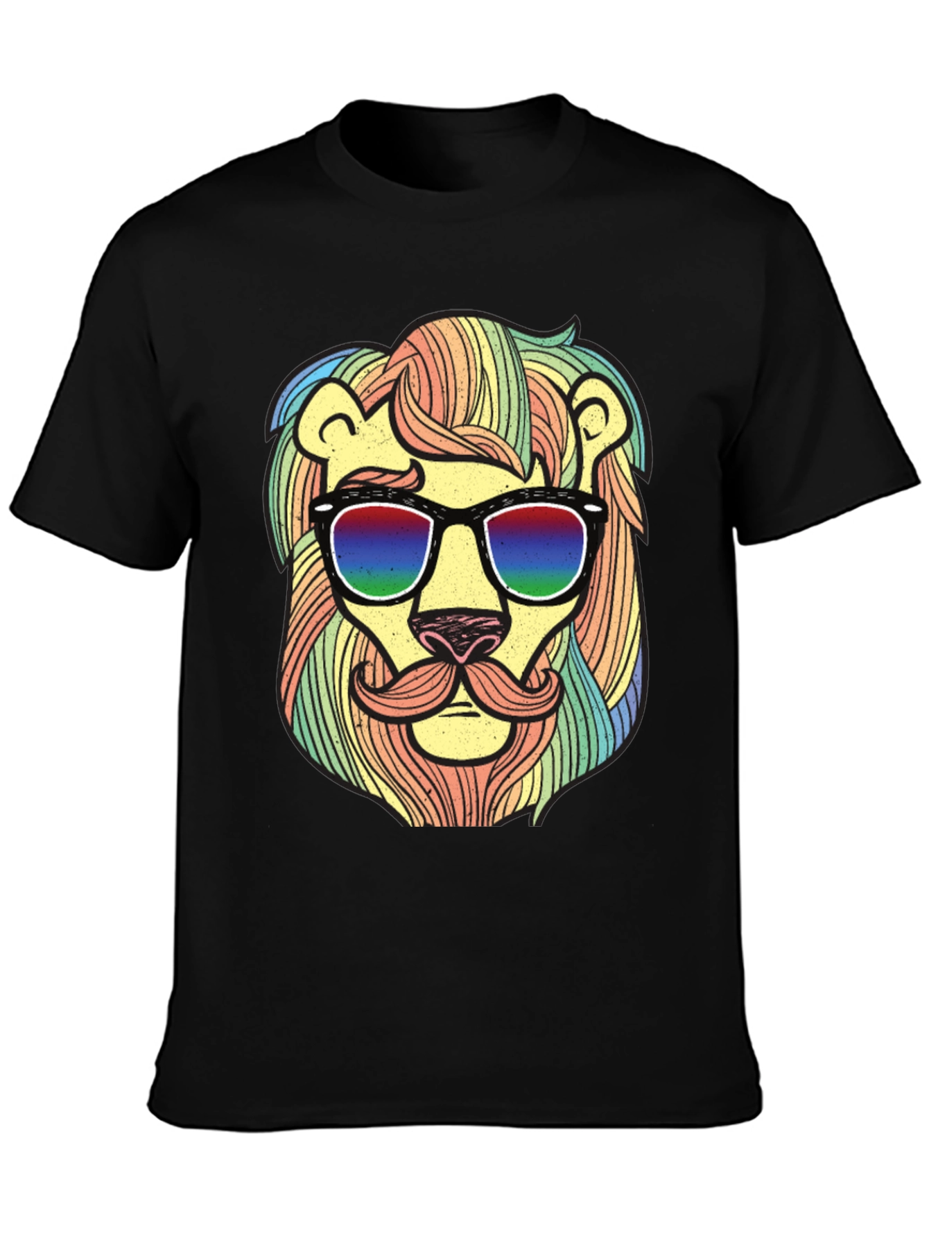 Cool Lion Graphic Tee - Unique Rainbow Design