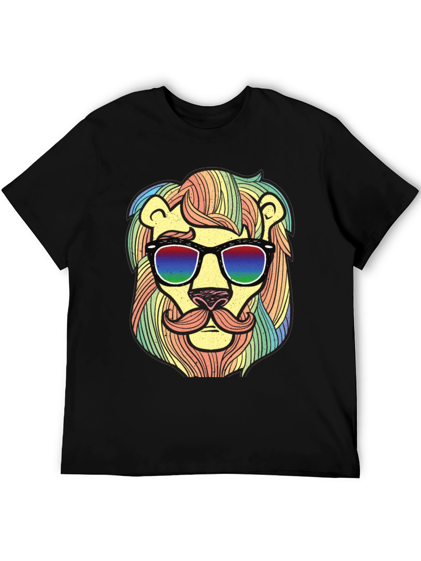 Cool Lion Graphic Tee - Unique Rainbow Design