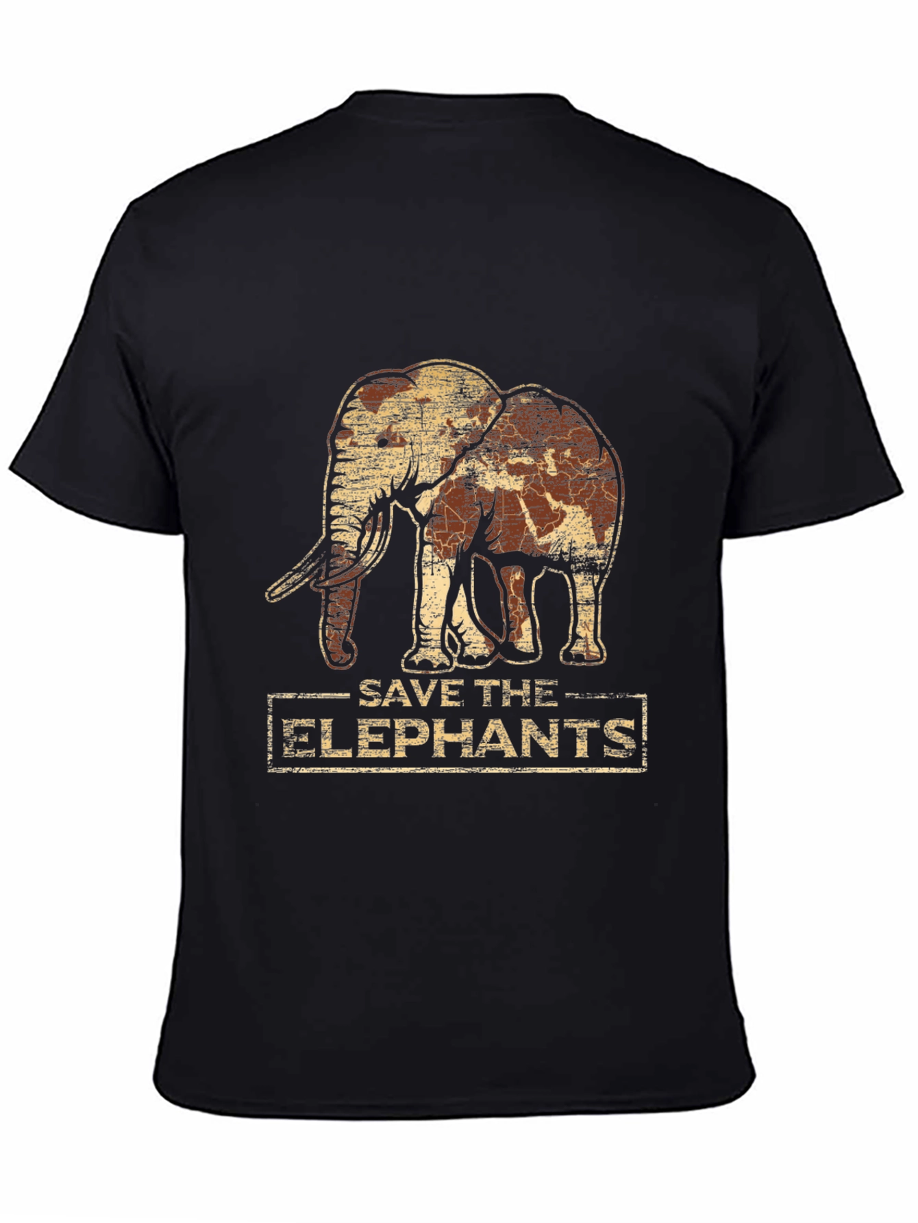 Save the Elephants Graphic Print Tee - Black
