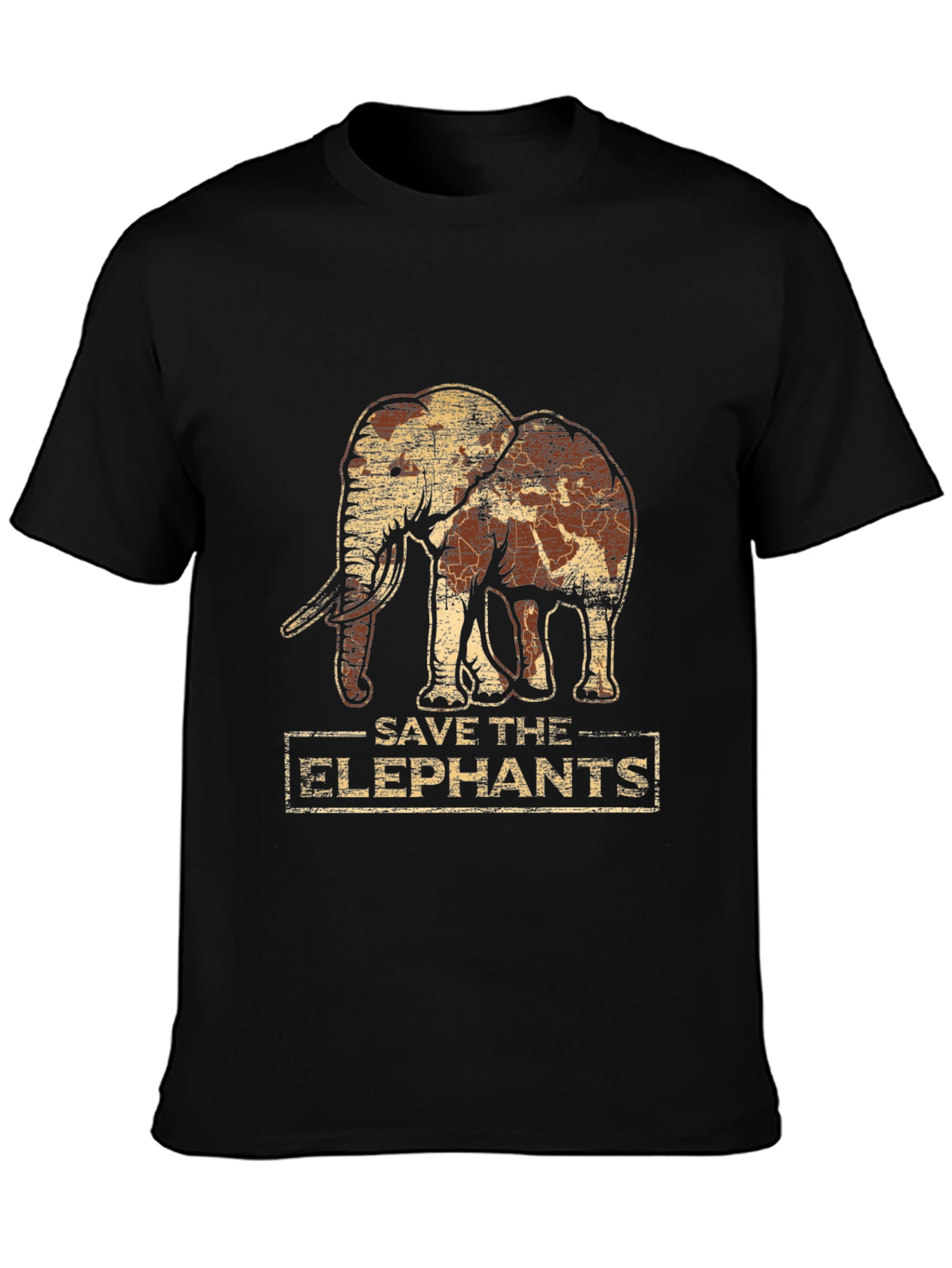 Save the Elephants Graphic Print Tee - Black
