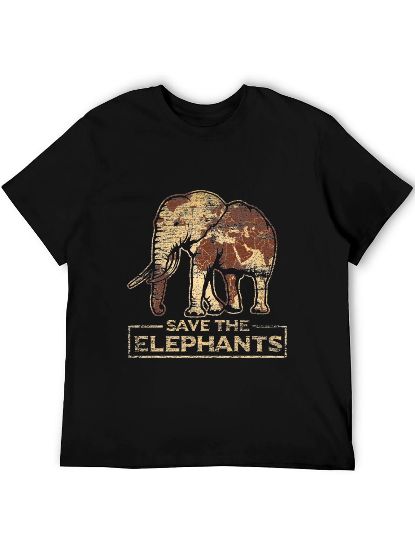 Save the Elephants Graphic Print Tee - Black