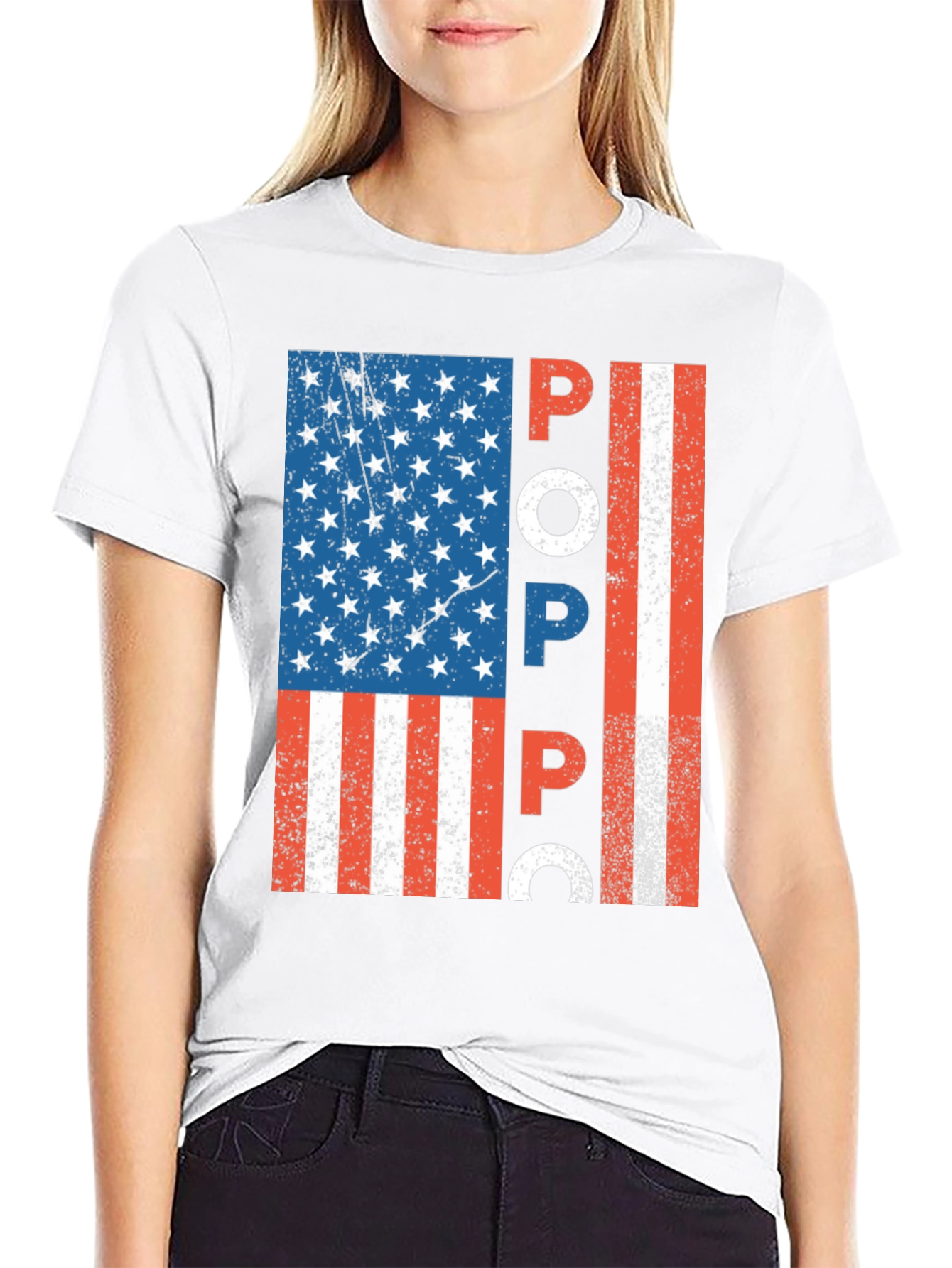 Patriotic POPPA American Flag Graphic Tee