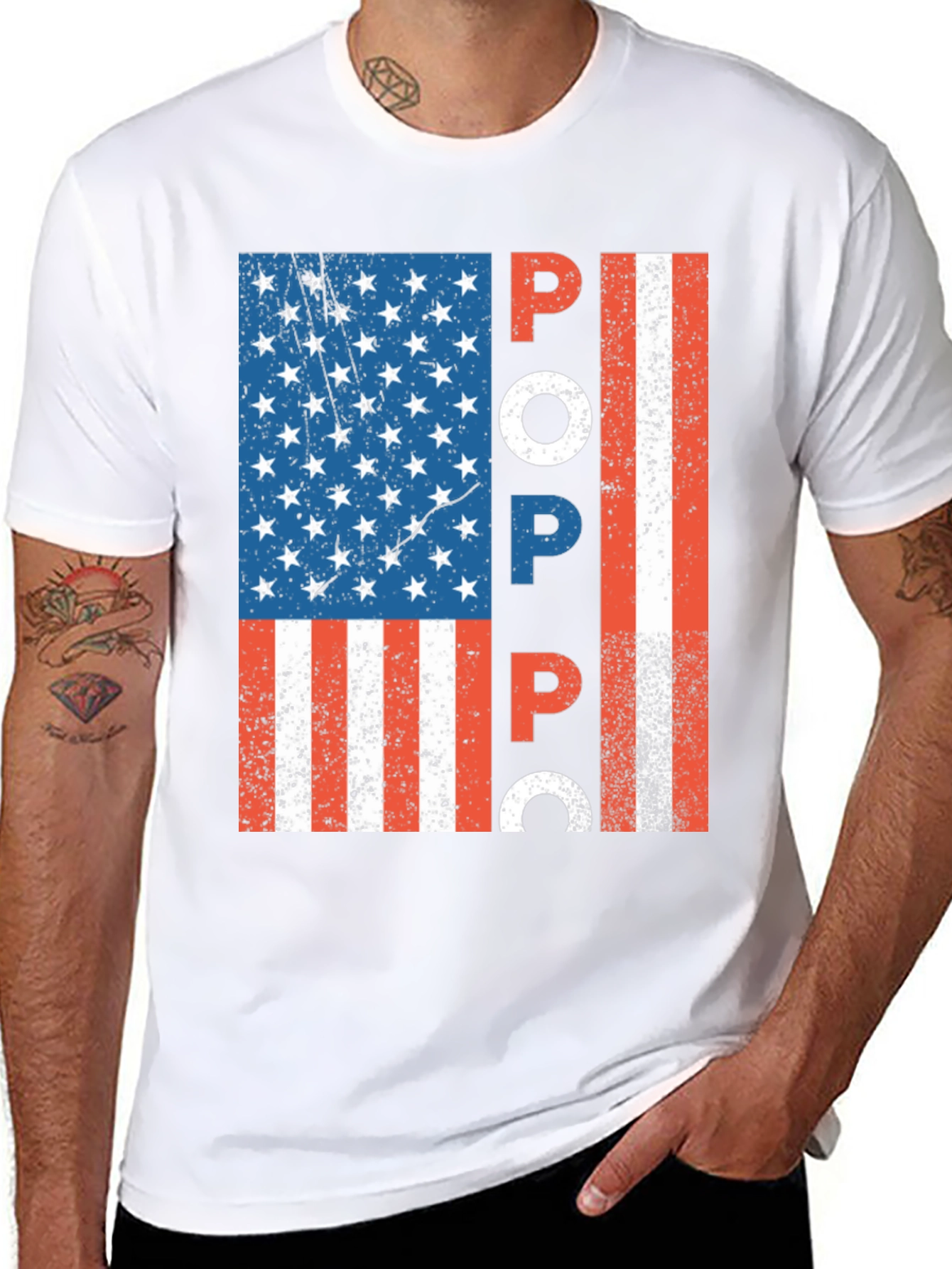 Patriotic POPPA American Flag Graphic Tee