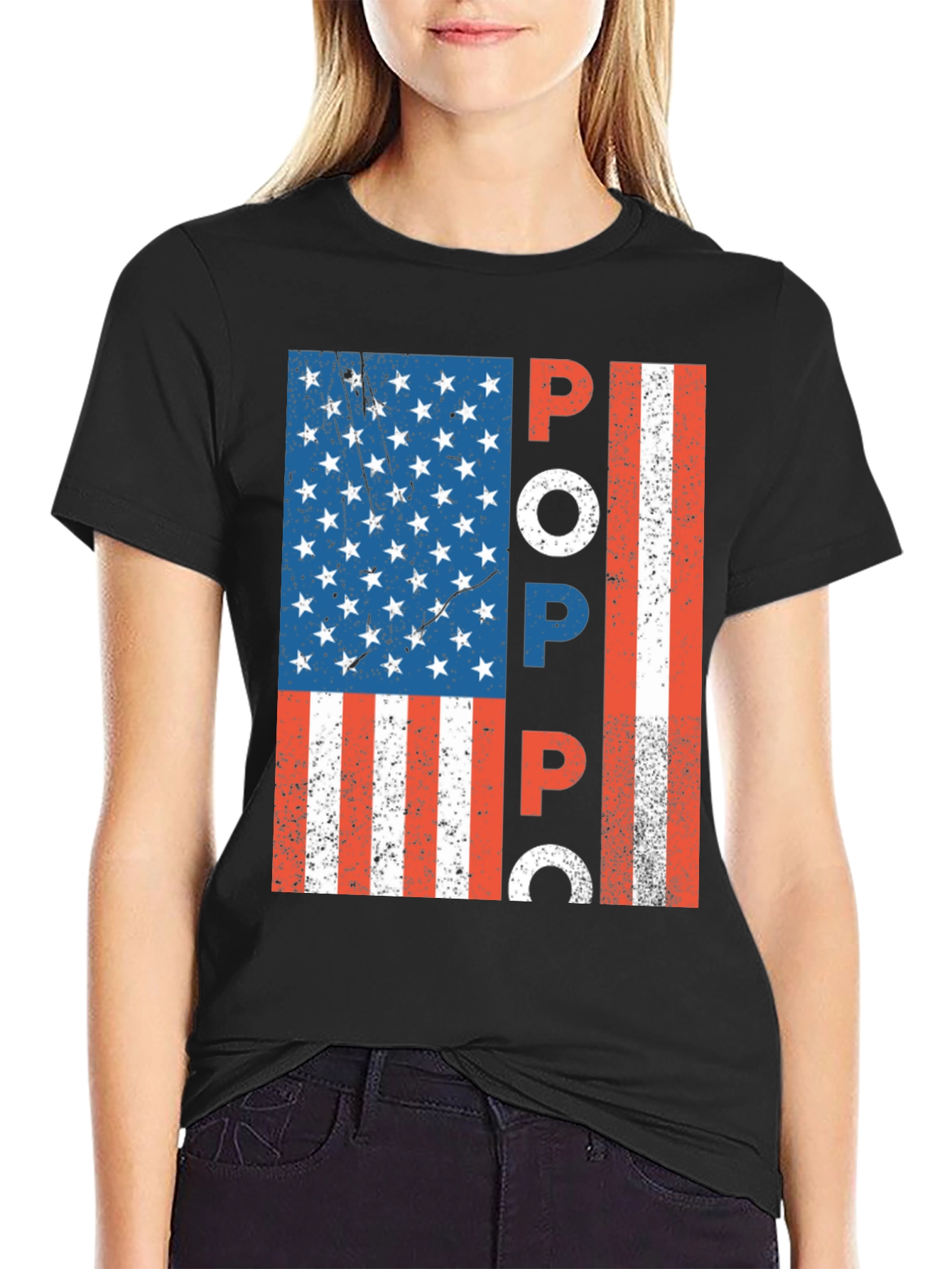 Patriotic POPPA American Flag Graphic Tee