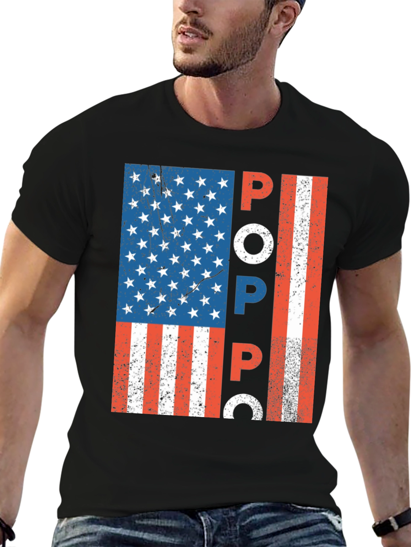 Patriotic POPPA American Flag Graphic Tee