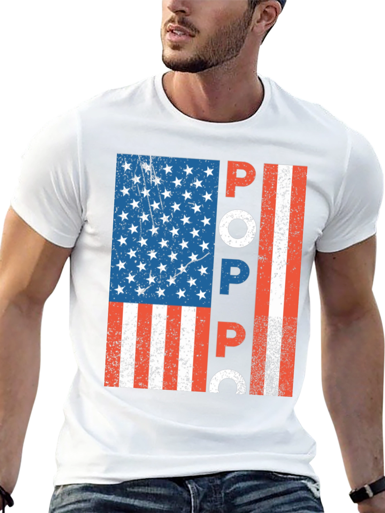 Patriotic POPPA American Flag Graphic Tee