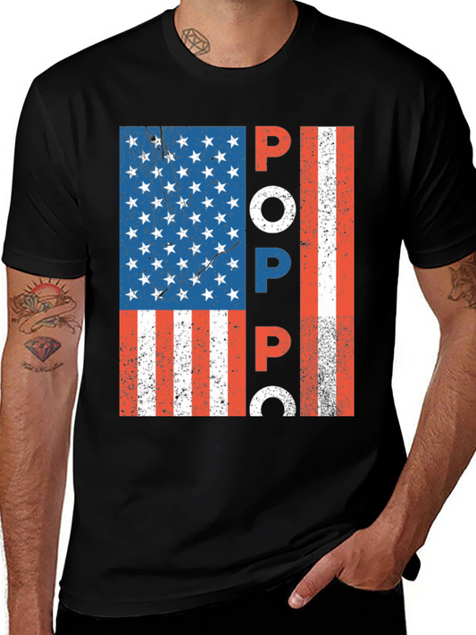 Patriotic POPPA American Flag Graphic Tee