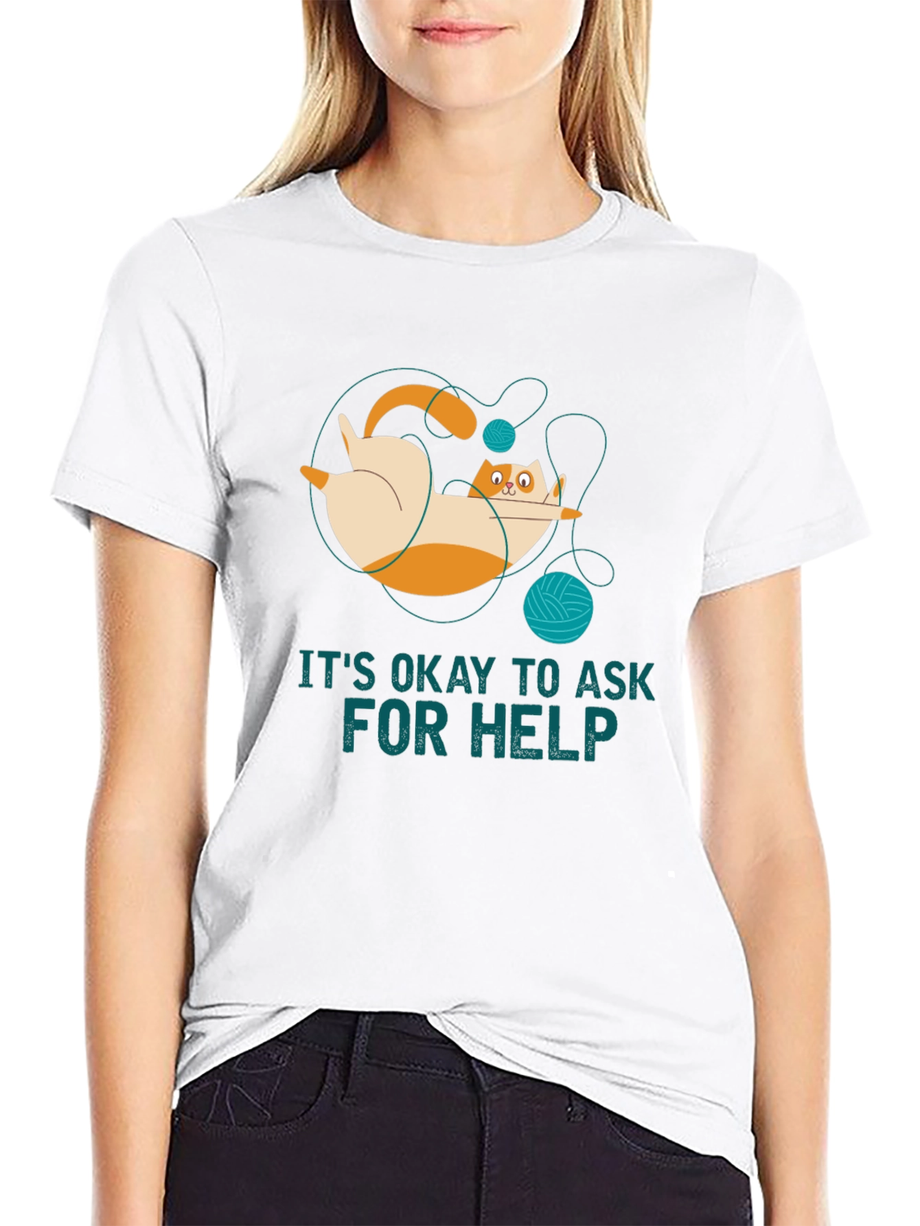 Its Okay to Ask for Help Cat T-Shirt