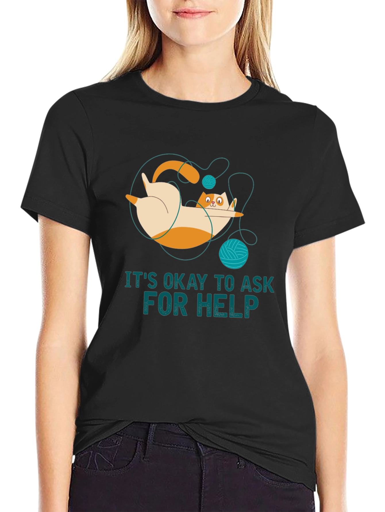 Its Okay to Ask for Help Cat T-Shirt