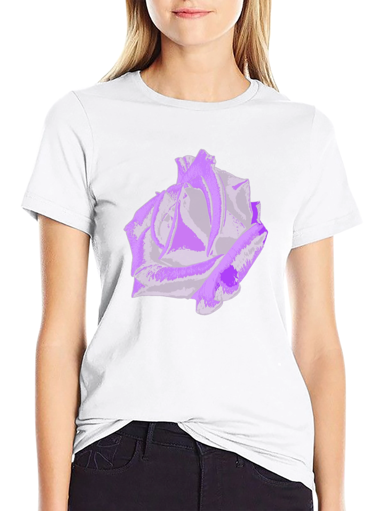 Purple Rose Graphic Tee - Stylish Mens Black T-Shirt
