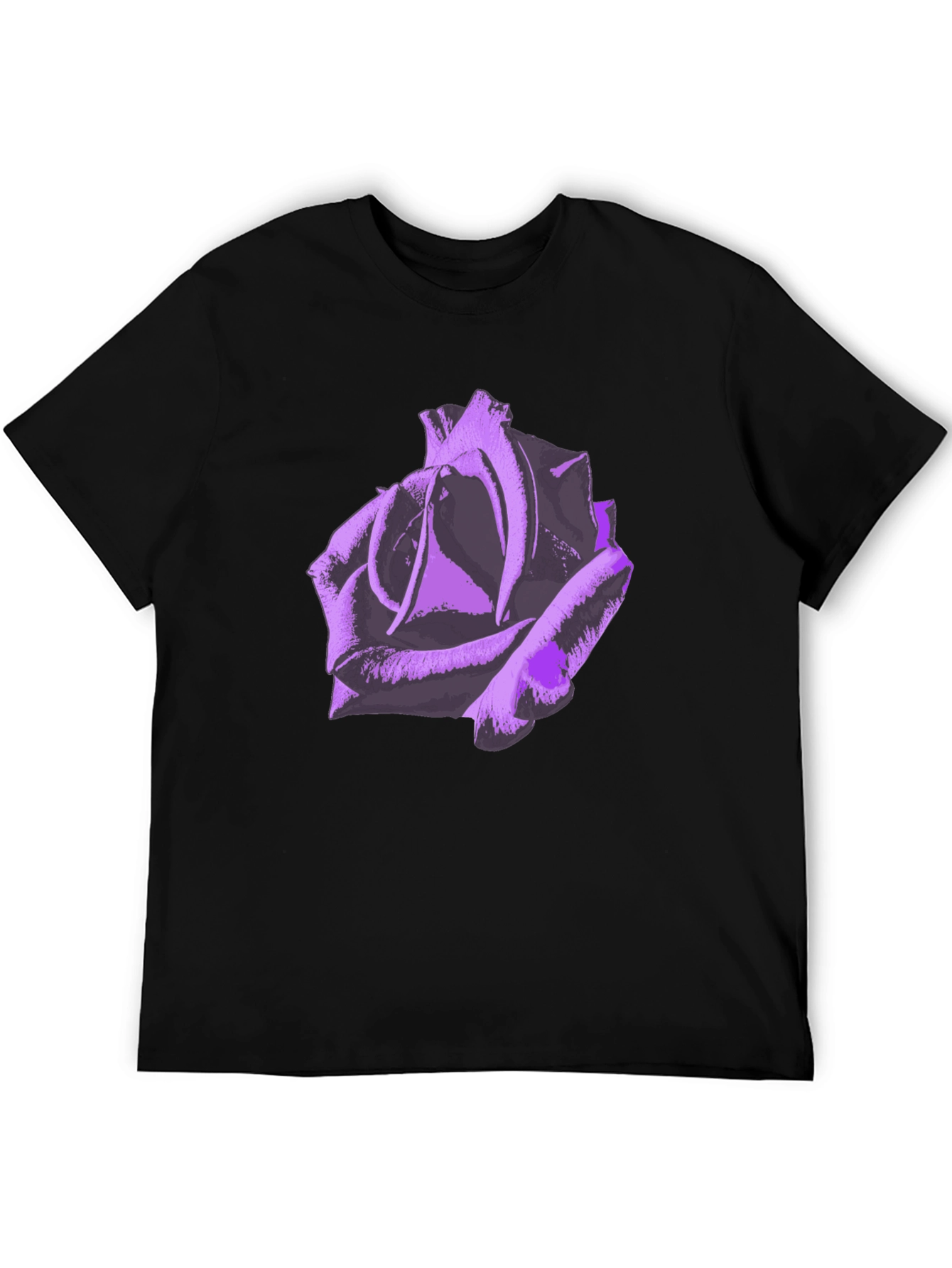 Purple Rose Graphic Tee - Stylish Mens Black T-Shirt