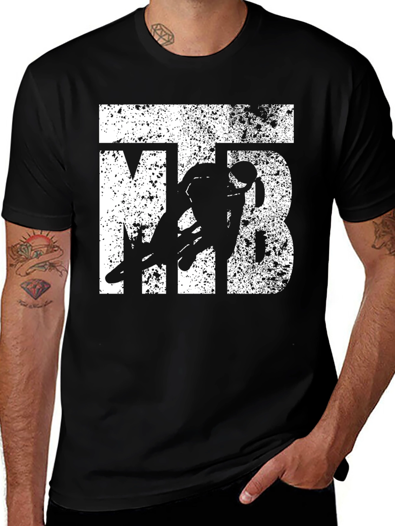 MTB Mountain Biking T-Shirt - Rider Silhouette Design