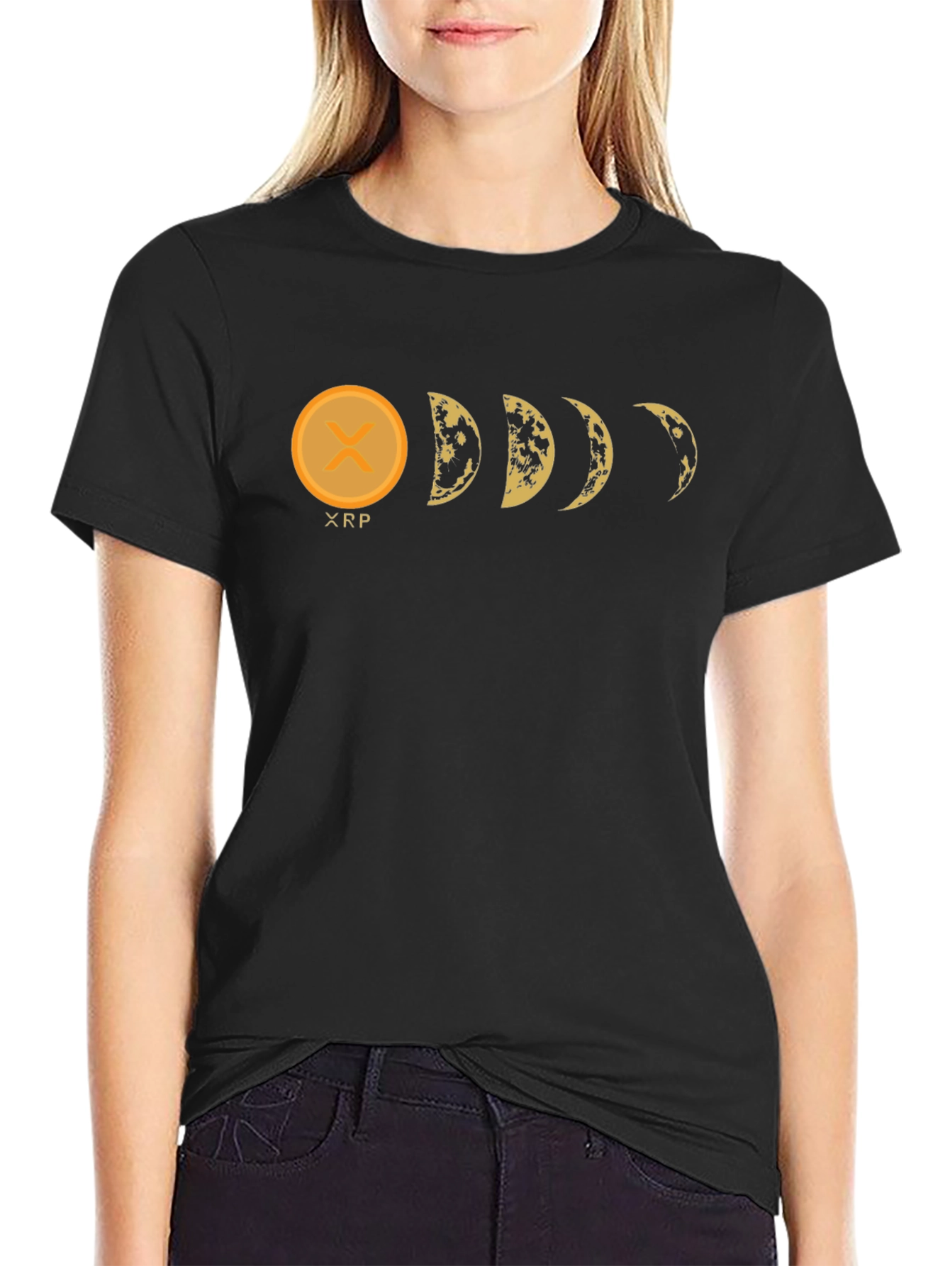 XRP Moon Phases Black Graphic Tee