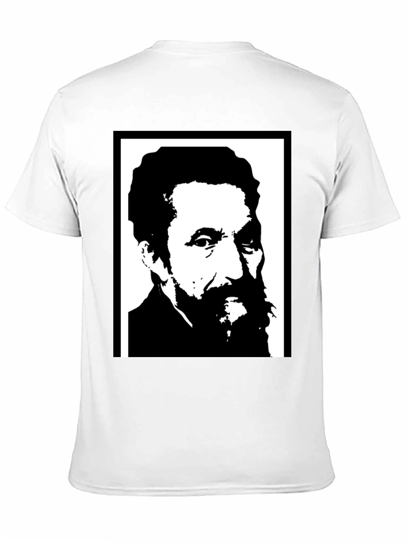 Black T-Shirt with Portrait Print