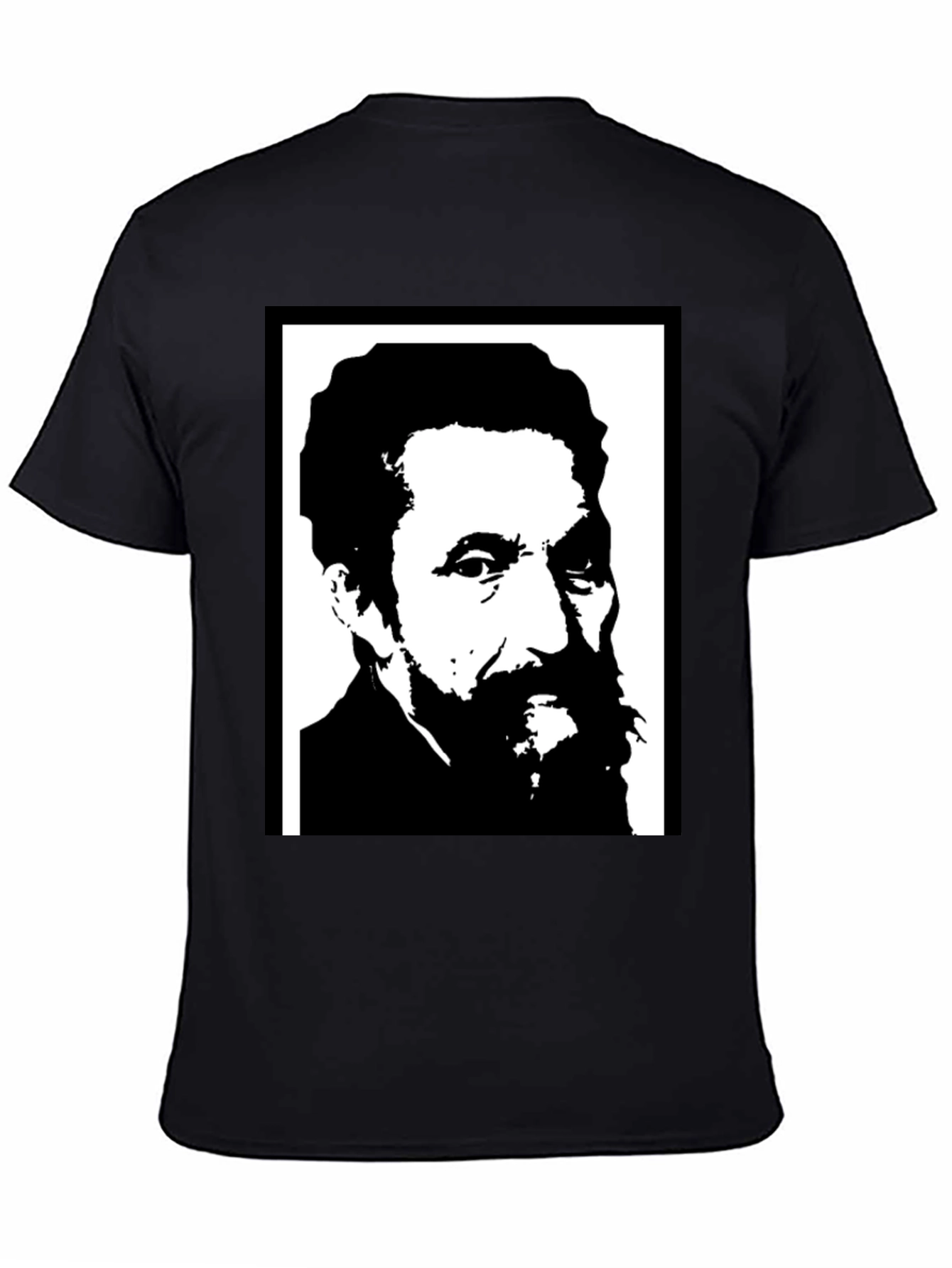 Black T-Shirt with Portrait Print