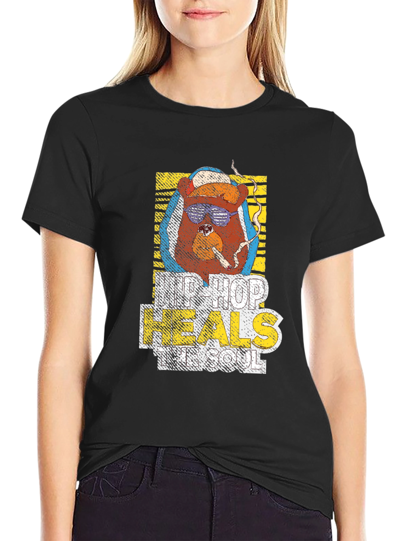 Hip Hop Bear Graphic T-Shirt