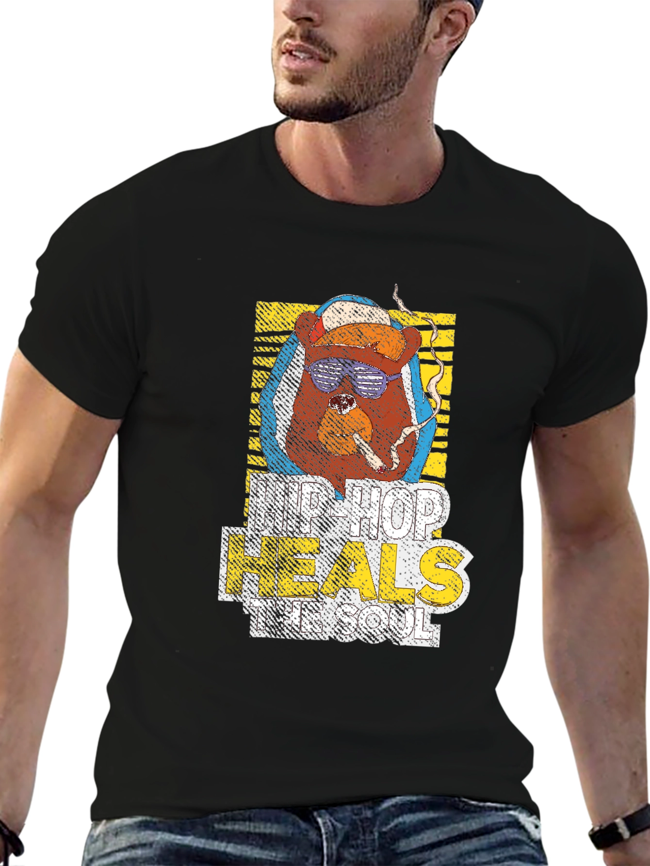 Hip Hop Bear Graphic T-Shirt