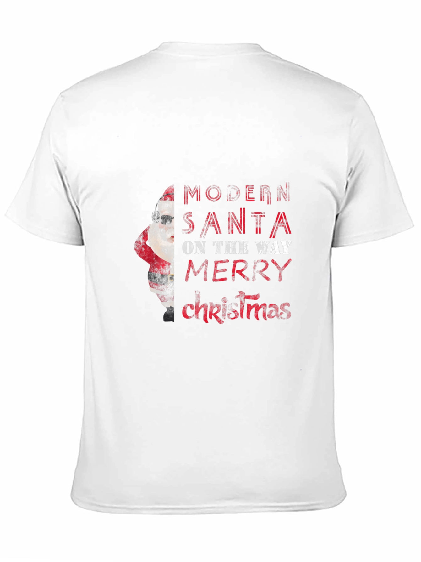 Modern Santa Merry Christmas Black Graphic Tee