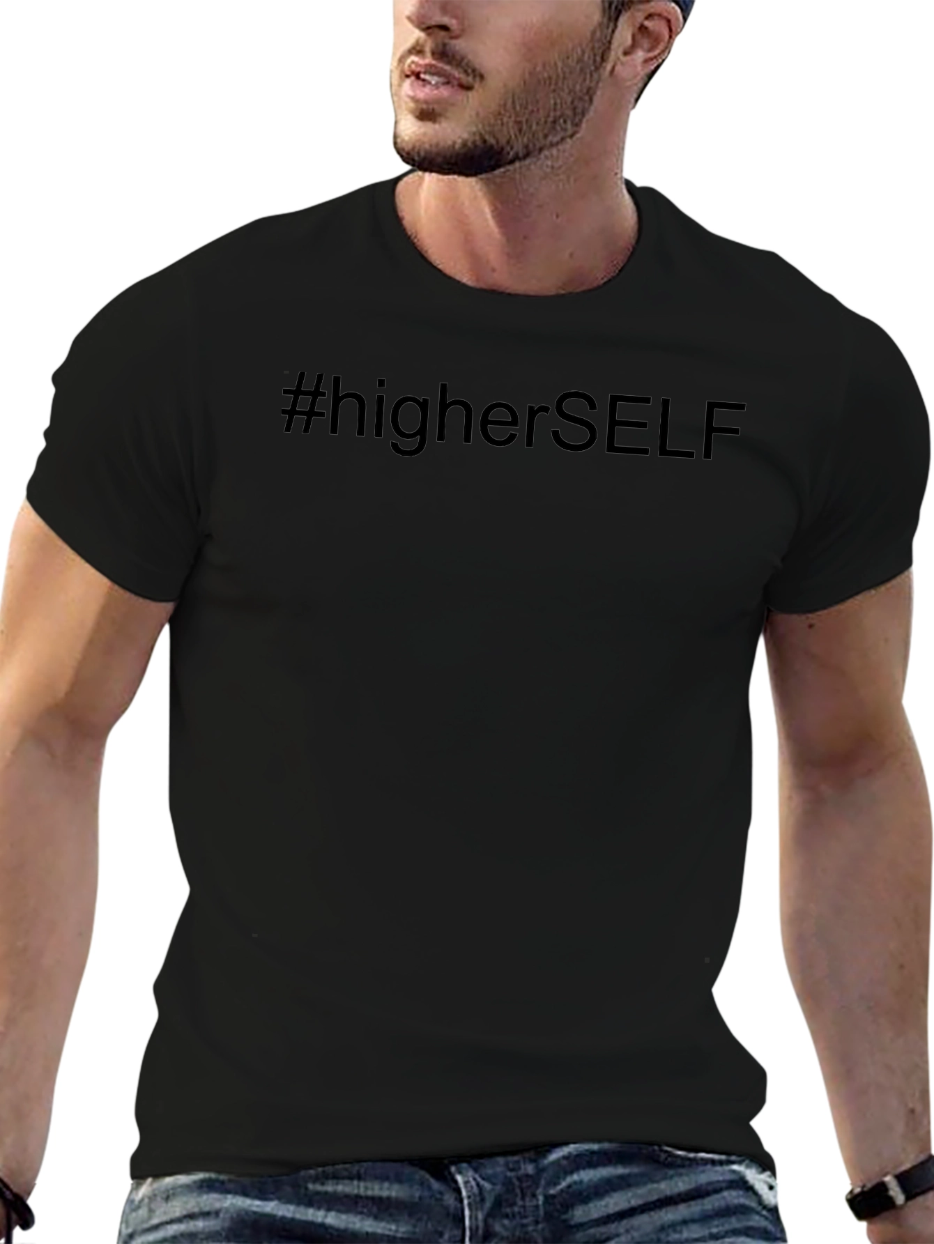 #higherSELF Black Graphic Tee - Mens Casual T-Shirt