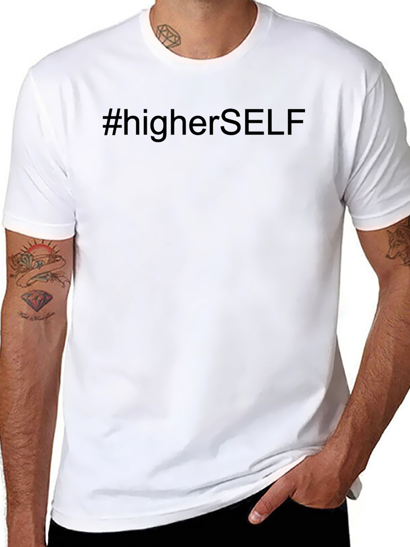#higherSELF Black Graphic Tee - Mens Casual T-Shirt