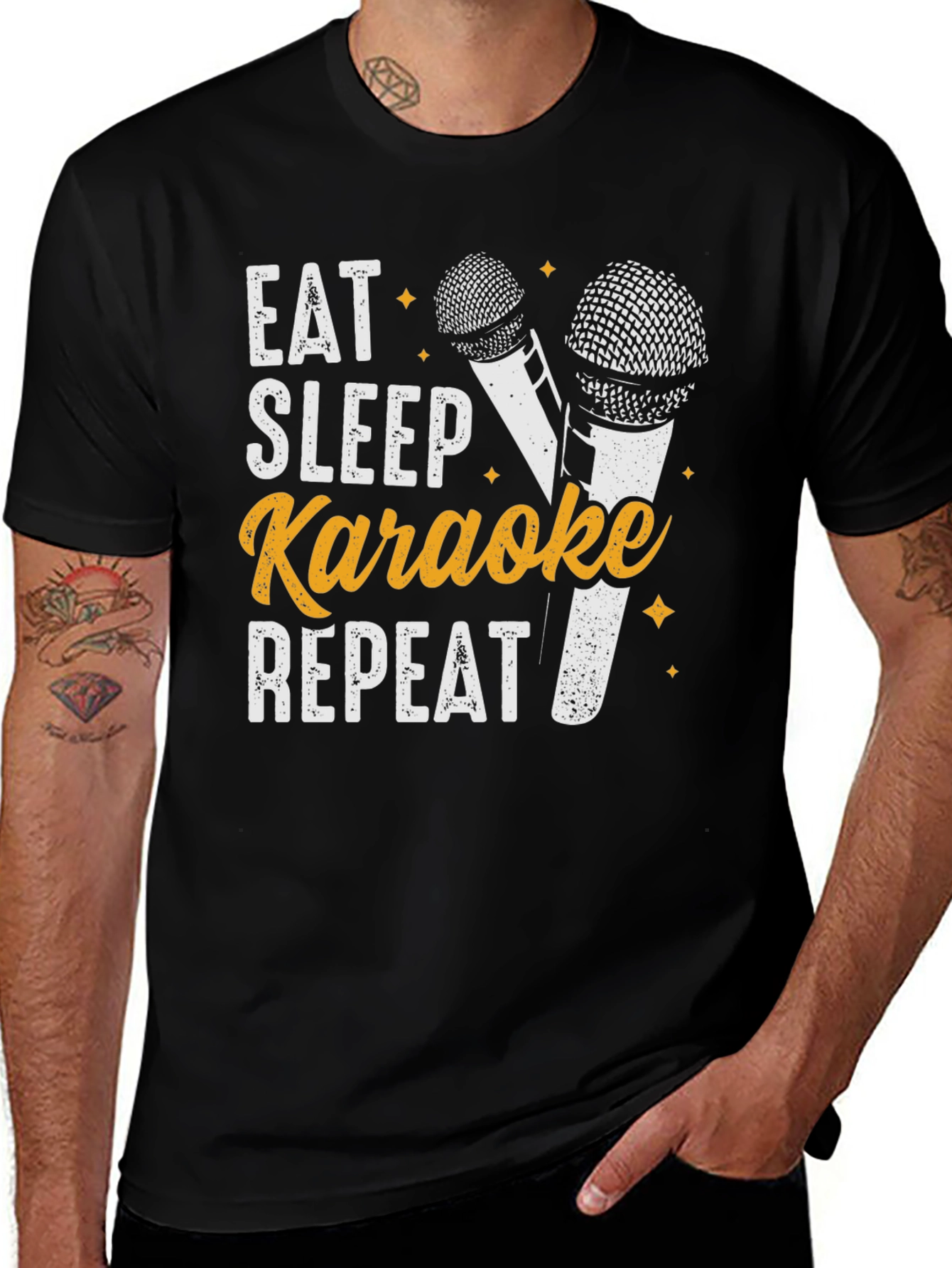 Eat Sleep Karaoke Repeat T-Shirt Fun Music Tee