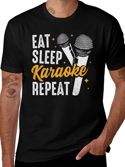 Eat Sleep Karaoke Repeat T-Shirt Fun Music Tee