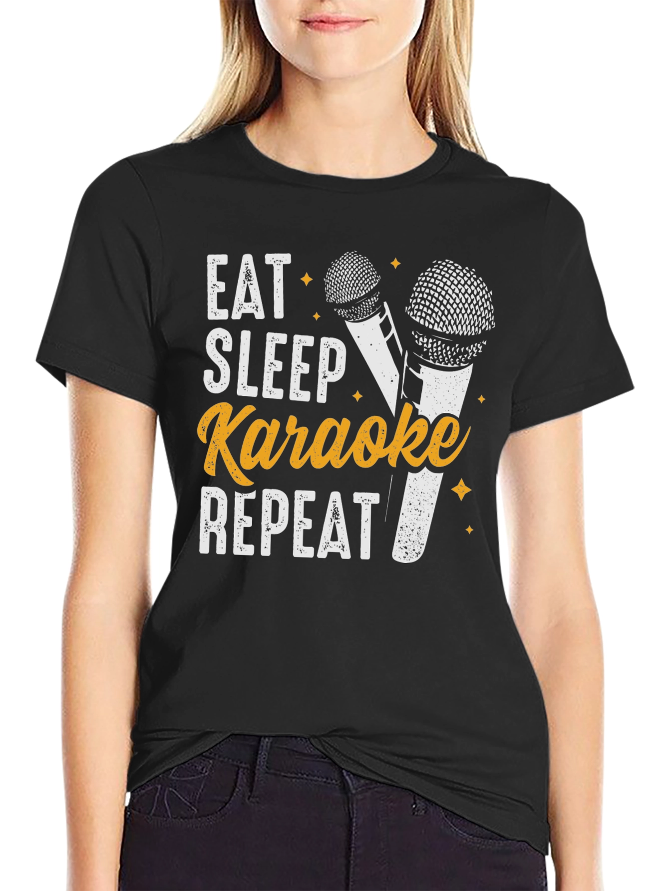 Eat Sleep Karaoke Repeat T-Shirt Fun Music Tee