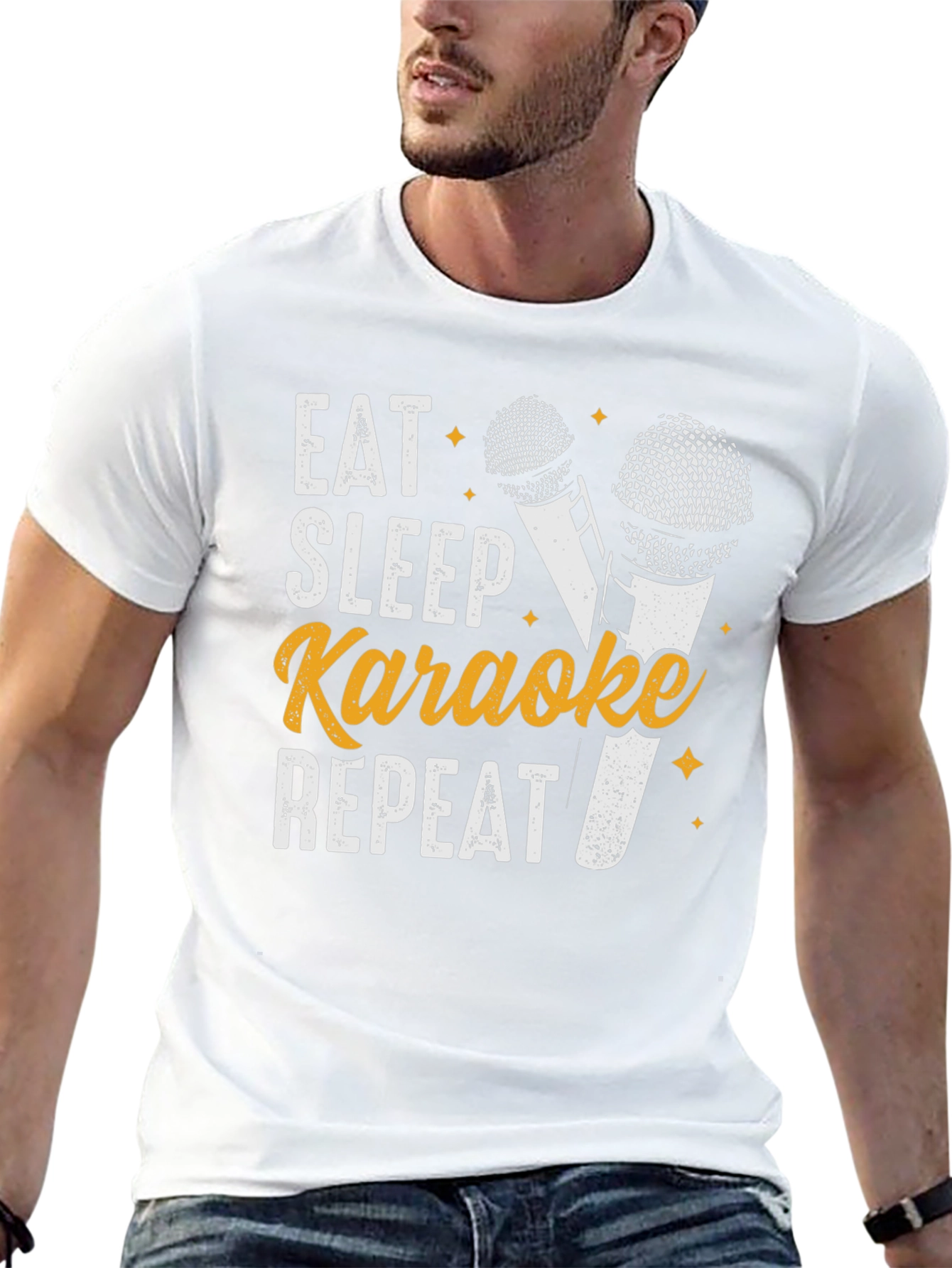 Eat Sleep Karaoke Repeat T-Shirt Fun Music Tee