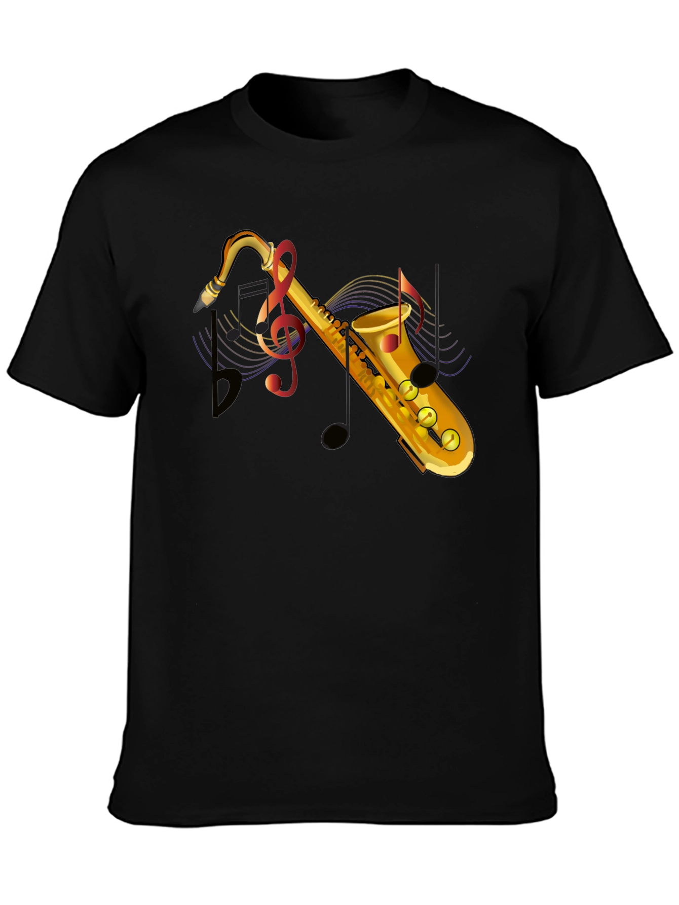 Saxophone Graphic Black T-Shirt - Music Lover Tee