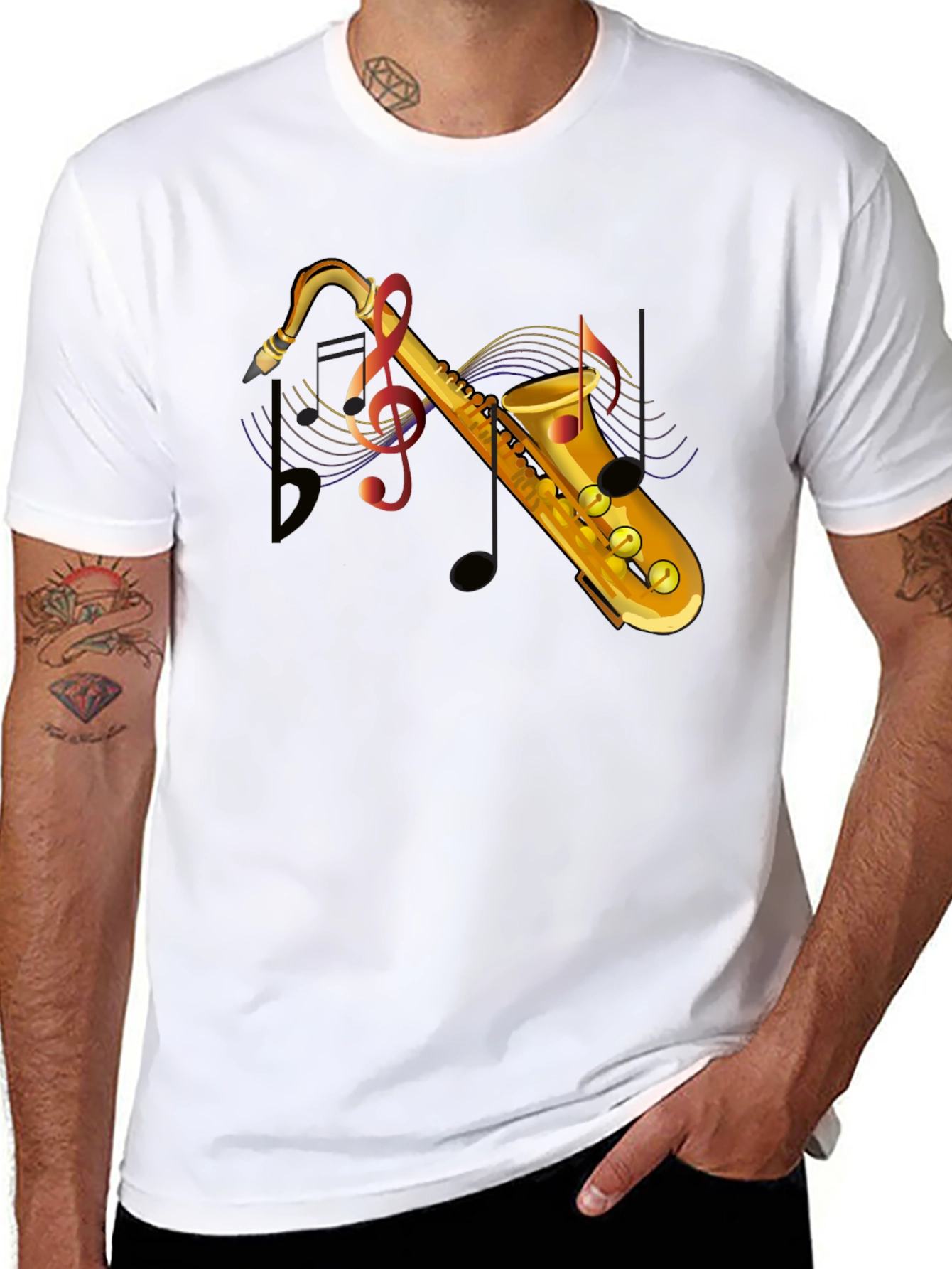 Saxophone Graphic Black T-Shirt - Music Lover Tee