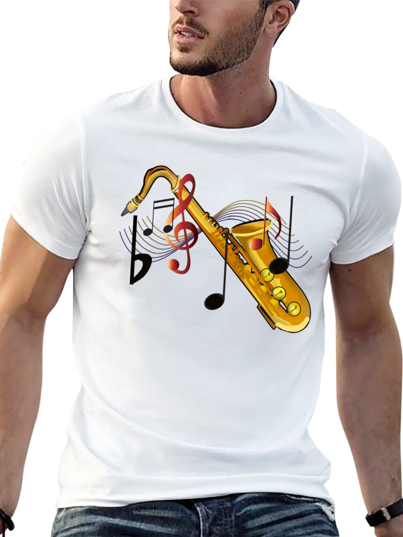 Saxophone Graphic Black T-Shirt - Music Lover Tee