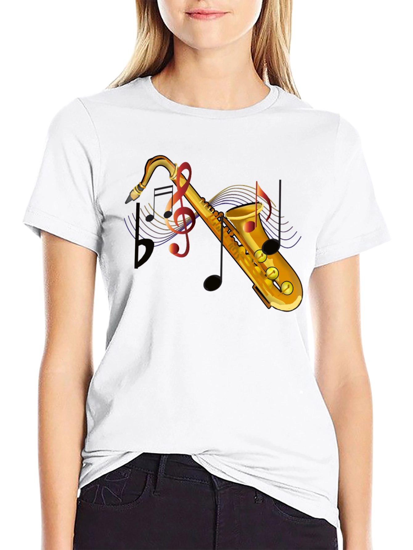 Saxophone Graphic Black T-Shirt - Music Lover Tee
