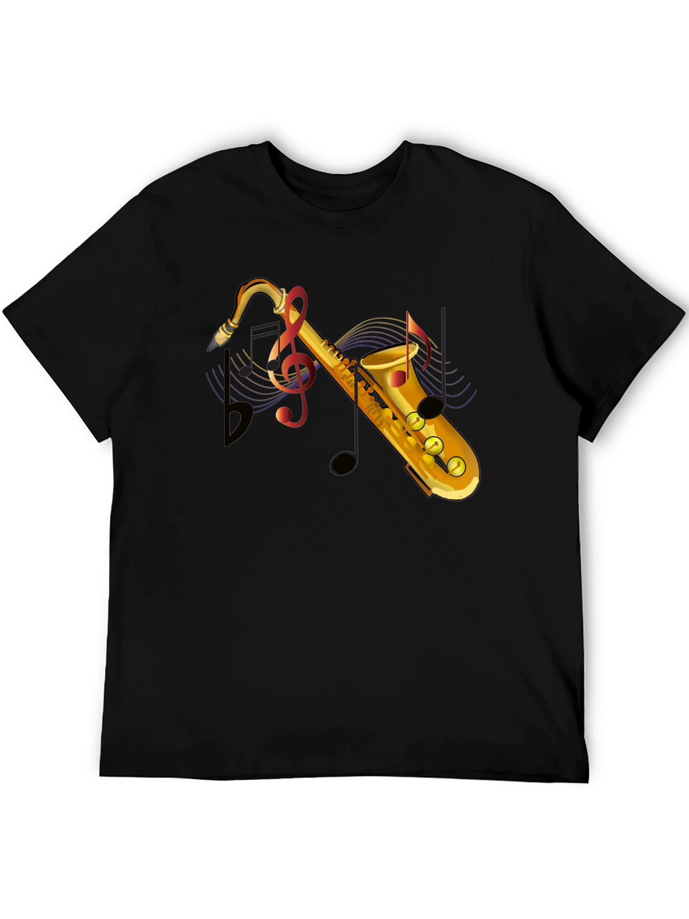 Saxophone Graphic Black T-Shirt - Music Lover Tee