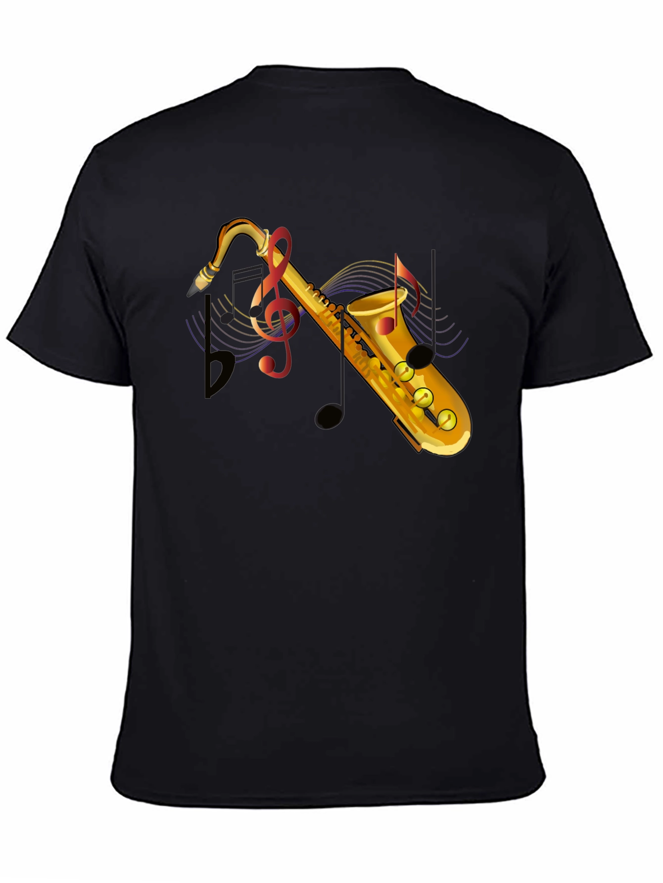Saxophone Graphic Black T-Shirt - Music Lover Tee