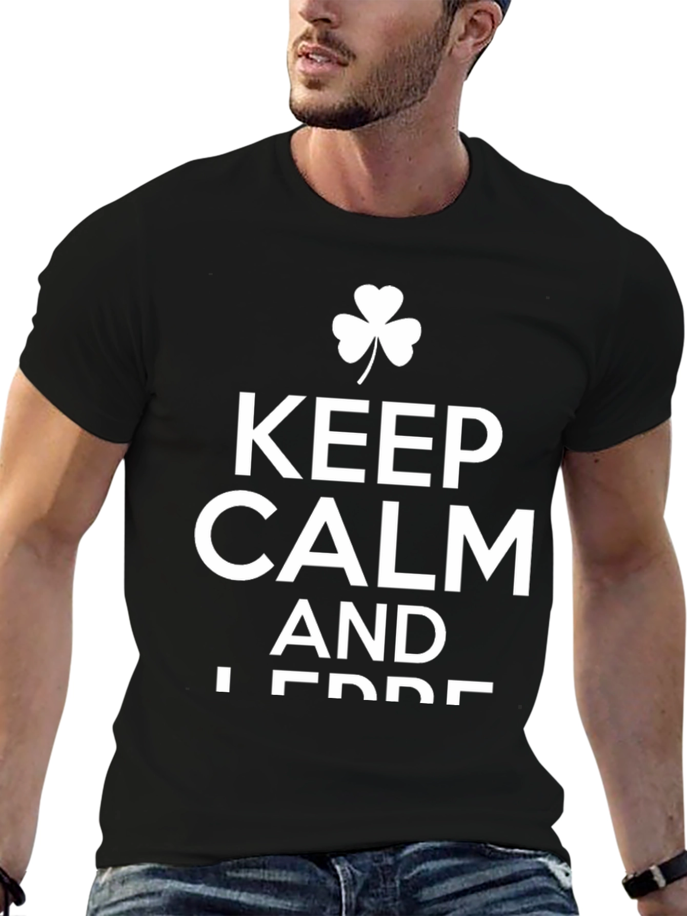Keep Calm Lucky Irish T-Shirt Clover Design