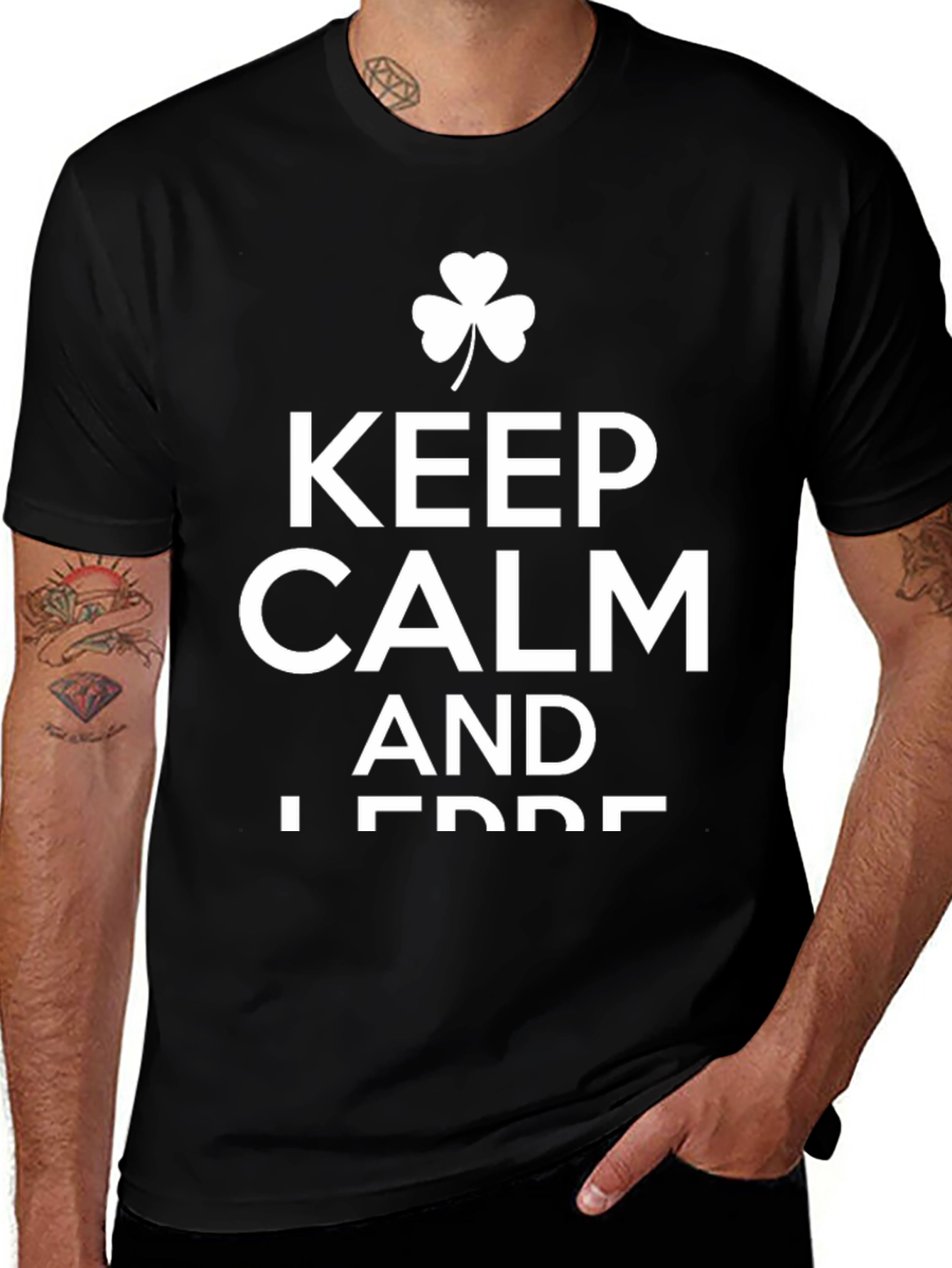 Keep Calm Lucky Irish T-Shirt Clover Design