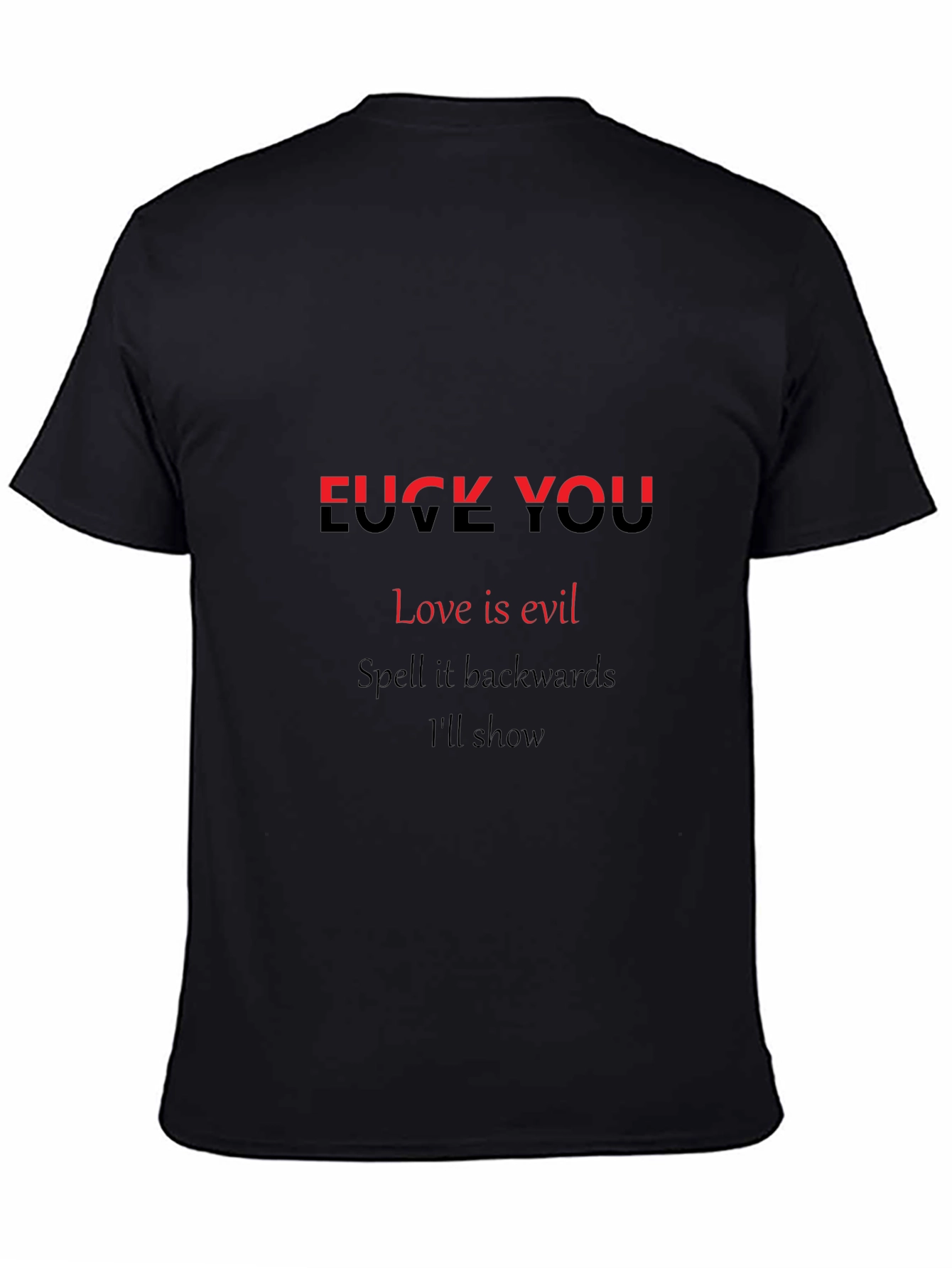 Edgy Graphic Tee: Love is Evil Black T-Shirt