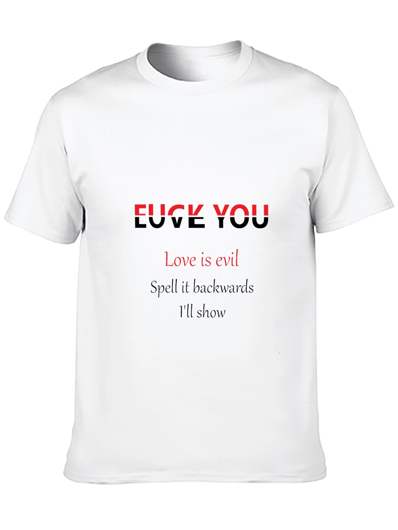 Edgy Graphic Tee: Love is Evil Black T-Shirt