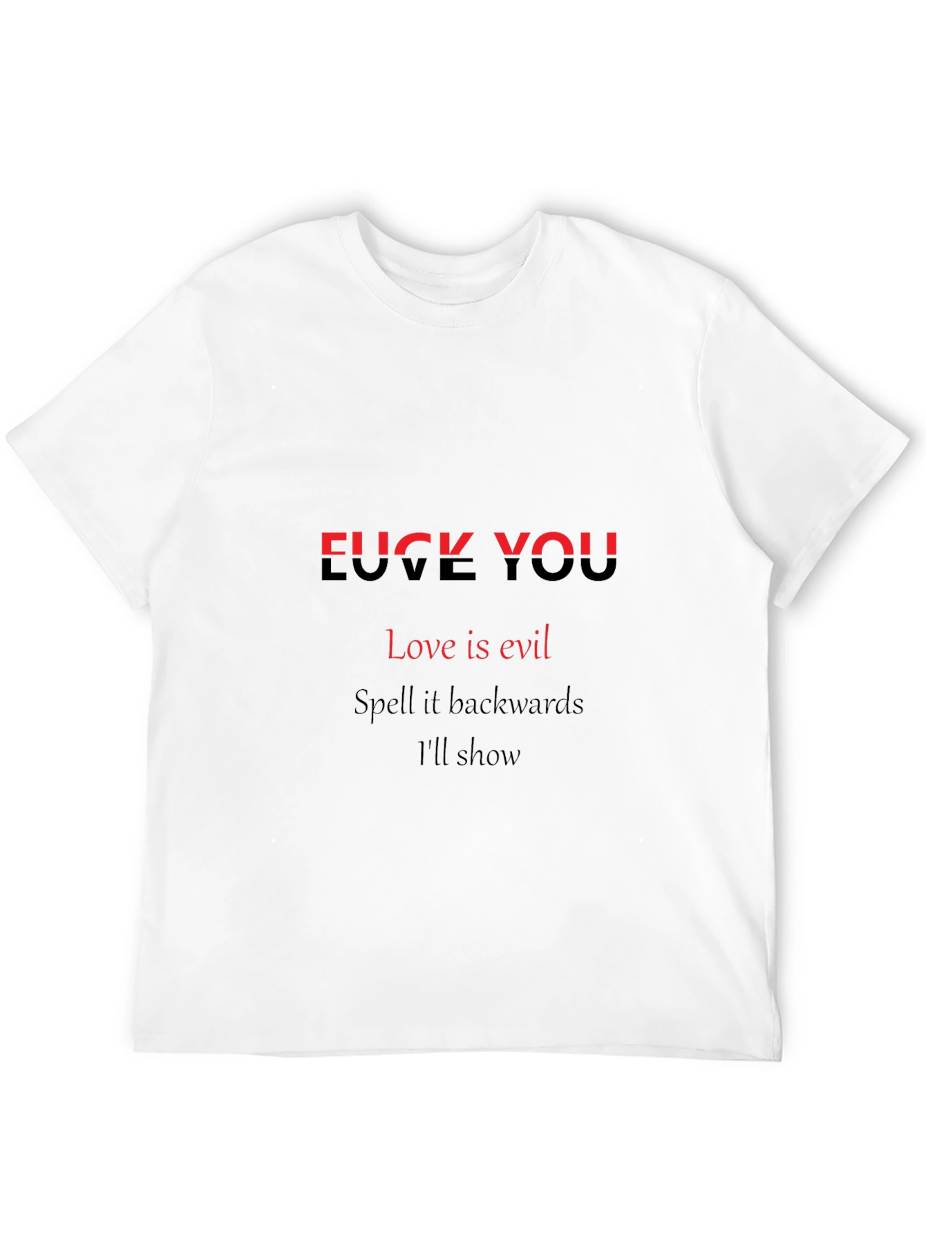 Edgy Graphic Tee: Love is Evil Black T-Shirt