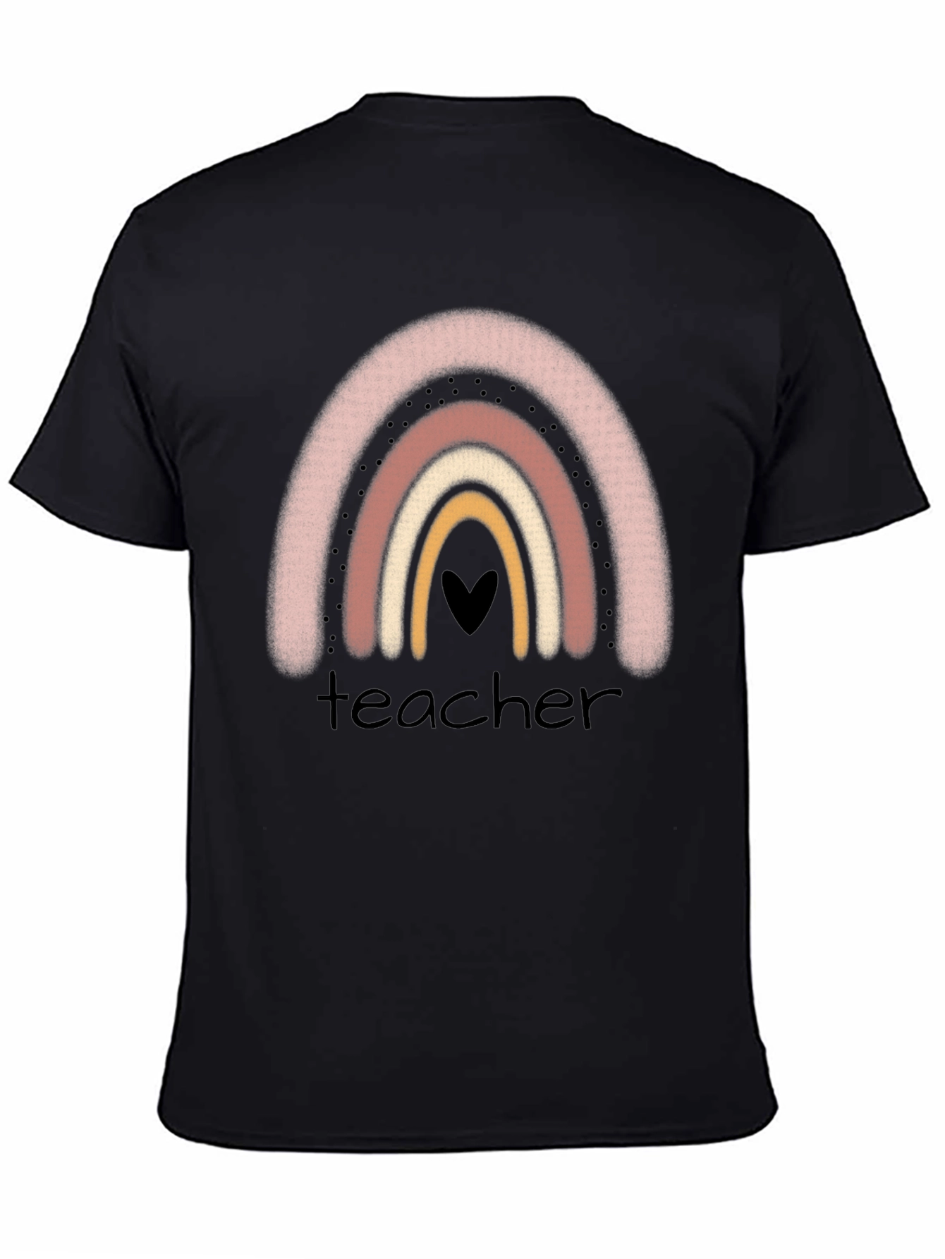Teacher Rainbow Graphic Tee - Black Crew Neck T-Shirt