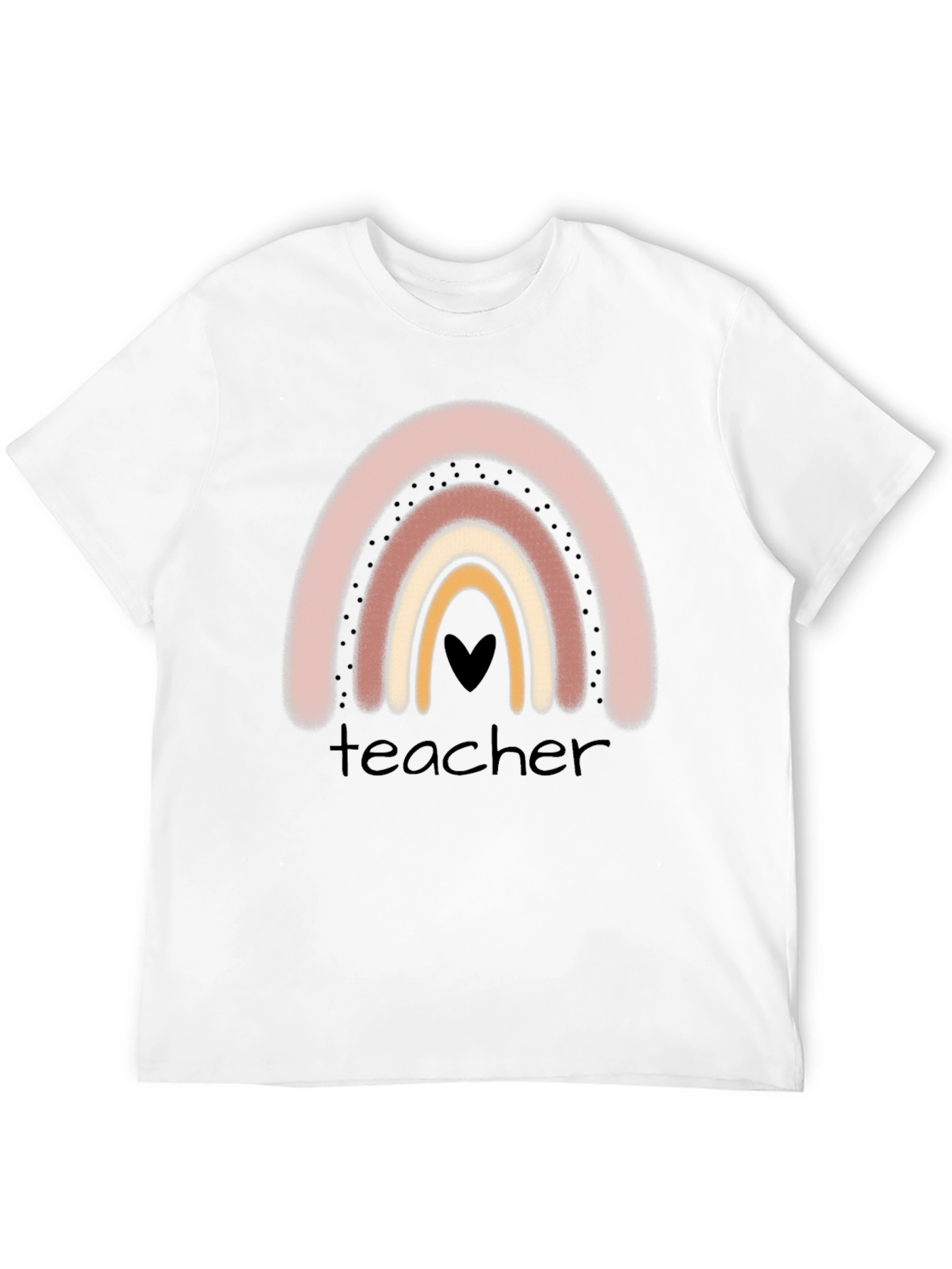 Teacher Rainbow Graphic Tee - Black Crew Neck T-Shirt