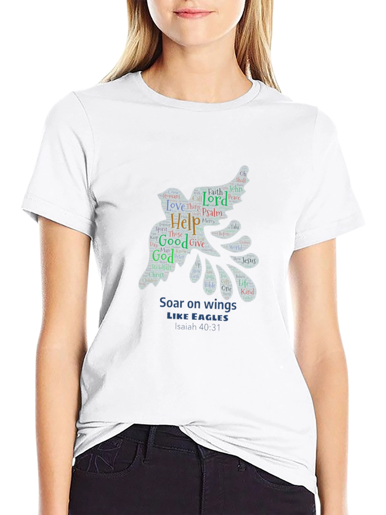Soar on Wings Eagle Word Art T-Shirt