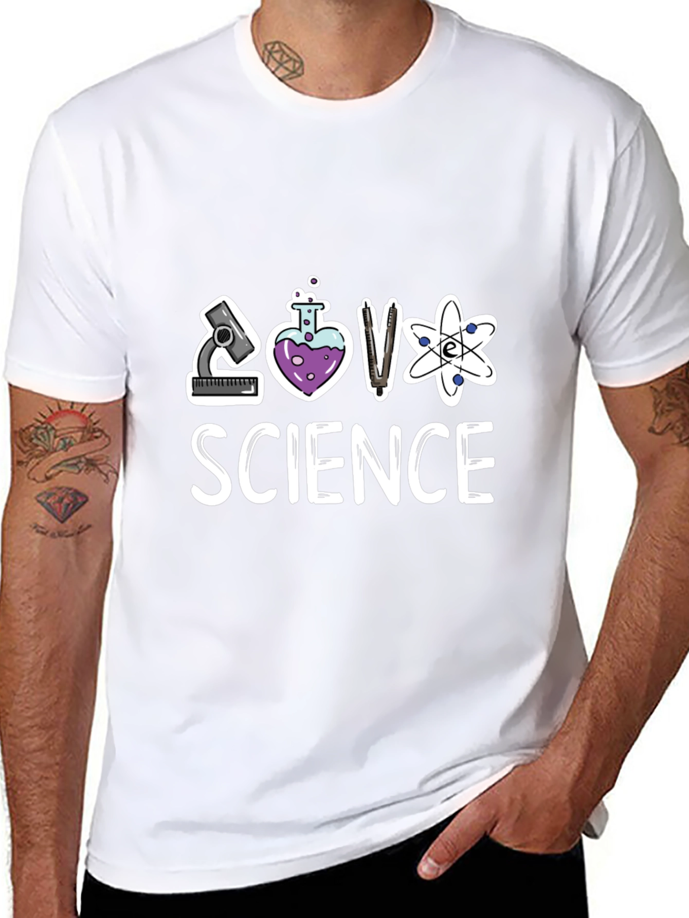 Science T-Shirt - Microscope Beaker Atoms
