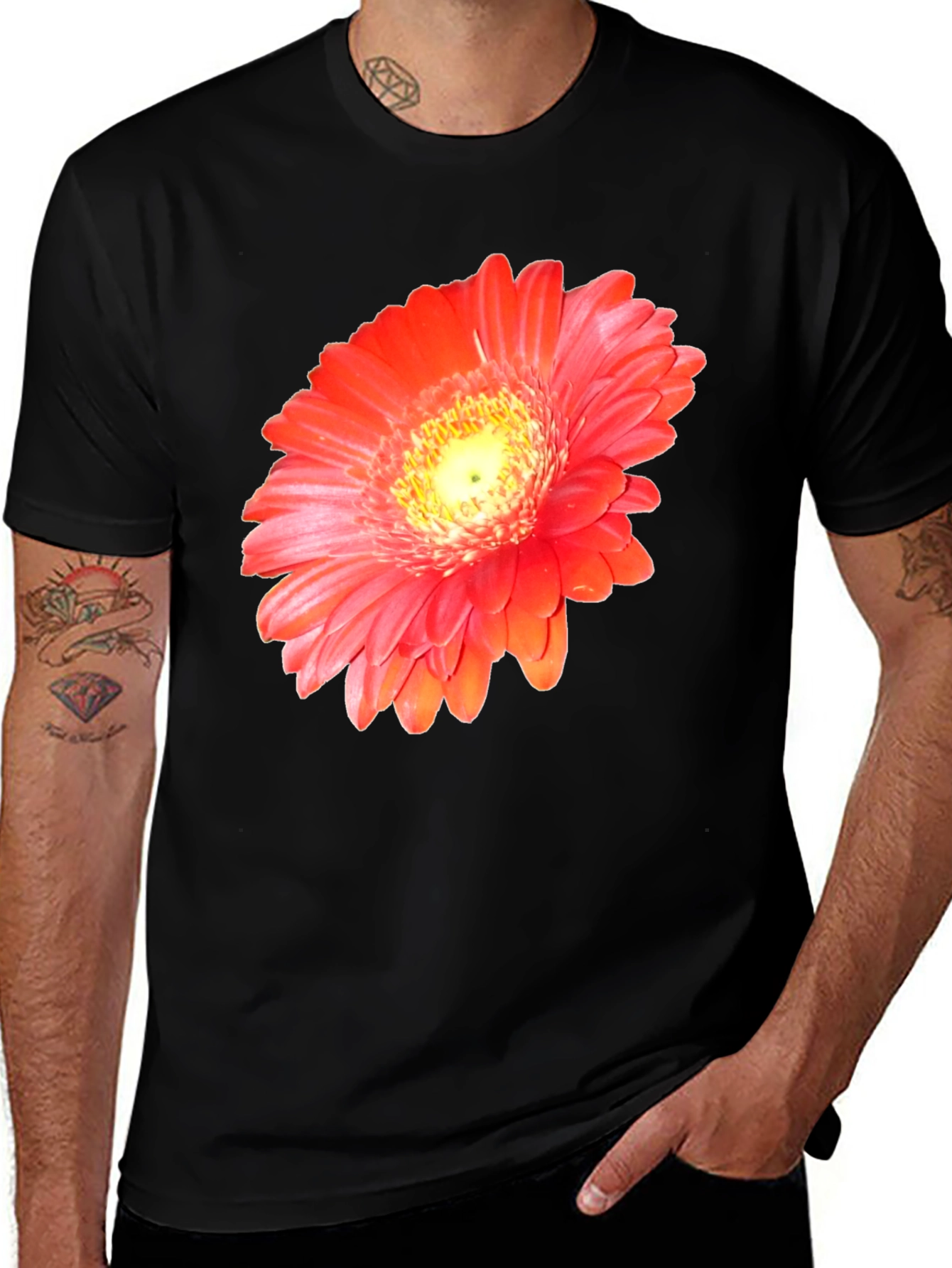 Bold Floral Graphic Black T-Shirt