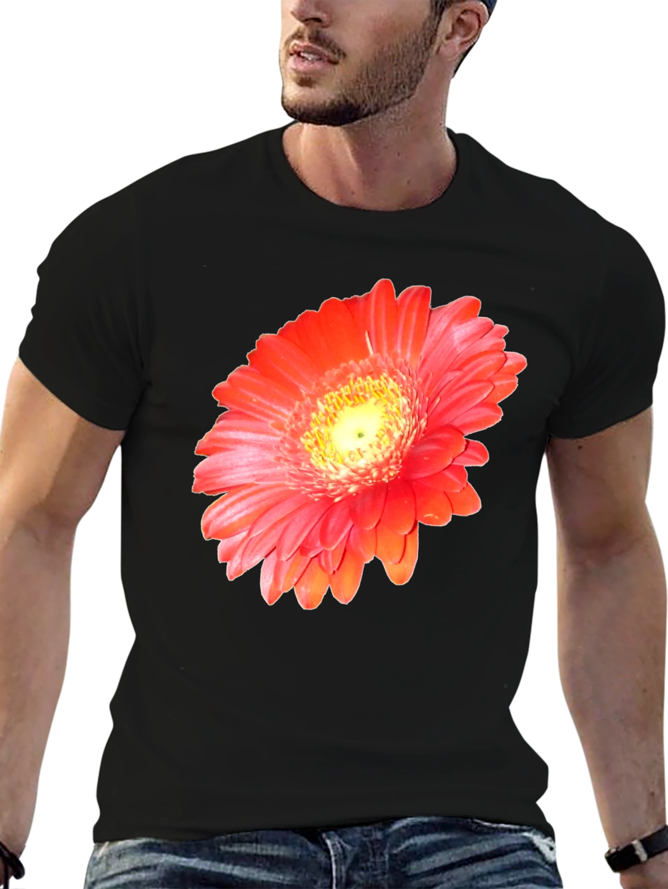 Bold Floral Graphic Black T-Shirt